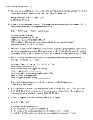 Tutorial 2 - Chem 120/121 practice question - Chem 120/121 Tutorial 2 ...