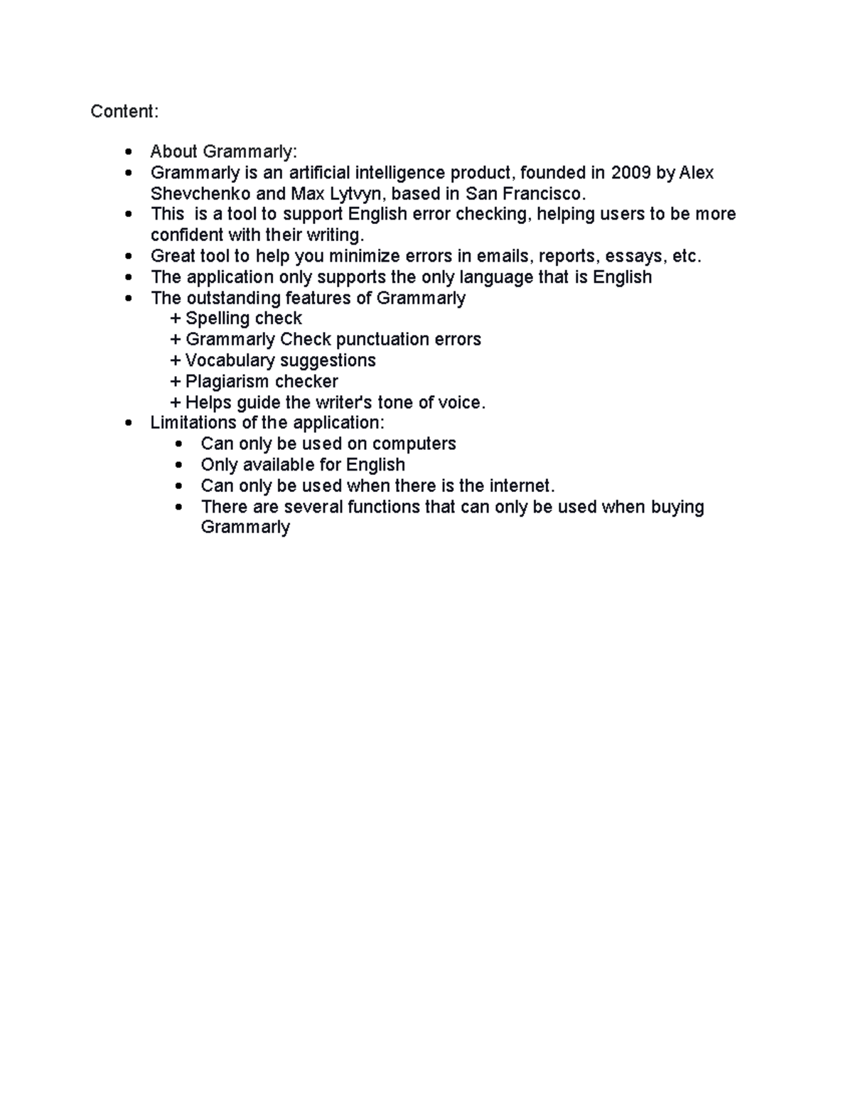 Content - script for TRS601 - Content: About Grammarly: Grammarly is an ...