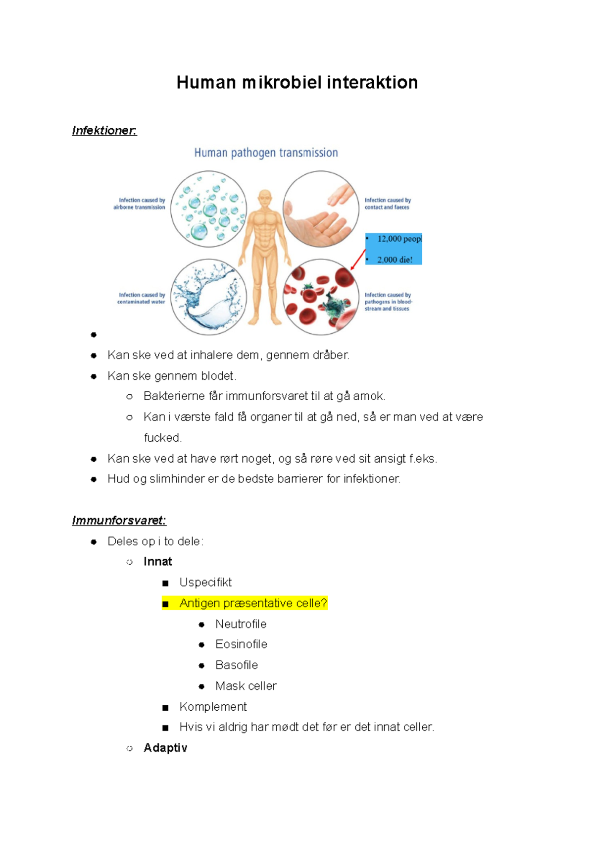 Pathogener-og-infektioner - Human mikrobiel interaktion Infektioner ...