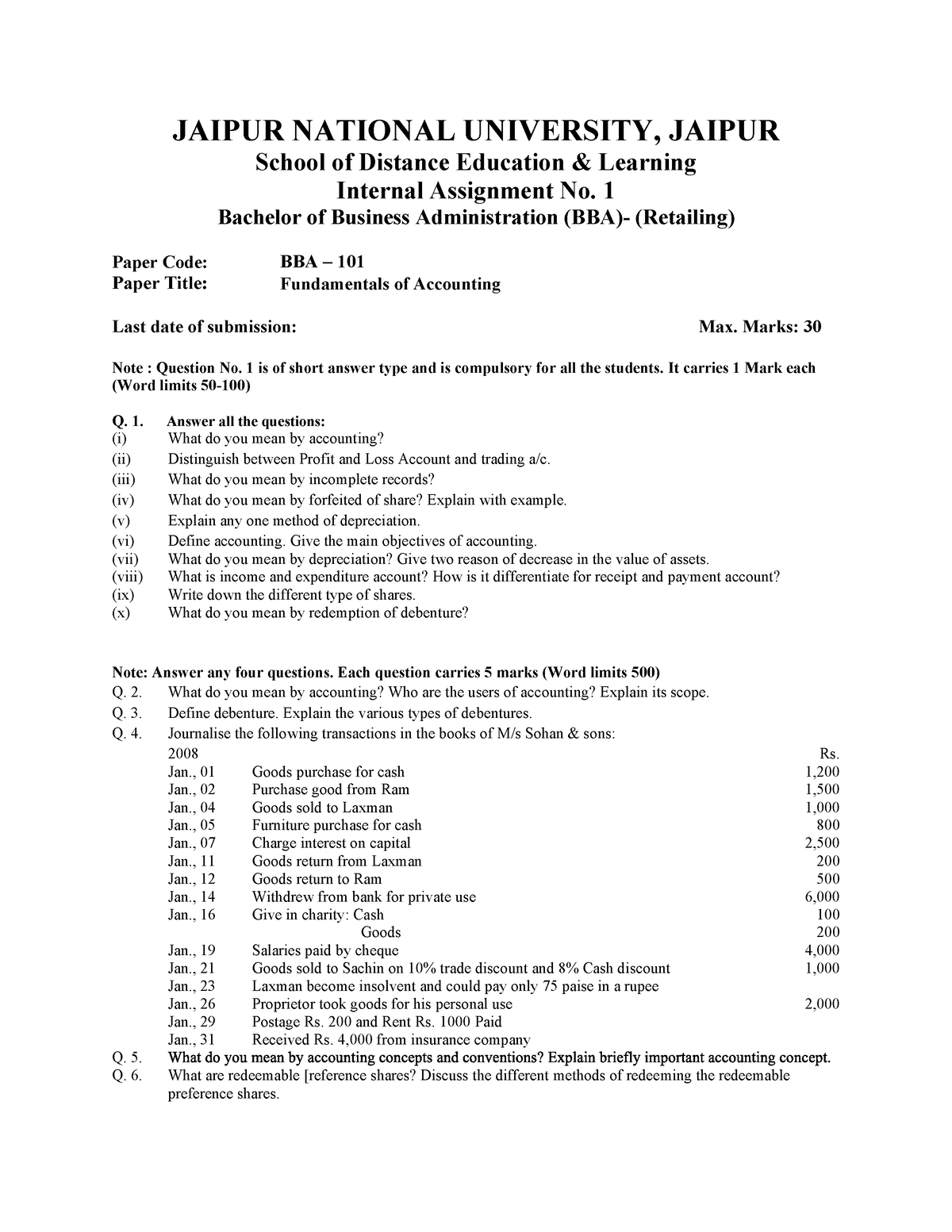 bba 1st year assignment 2021