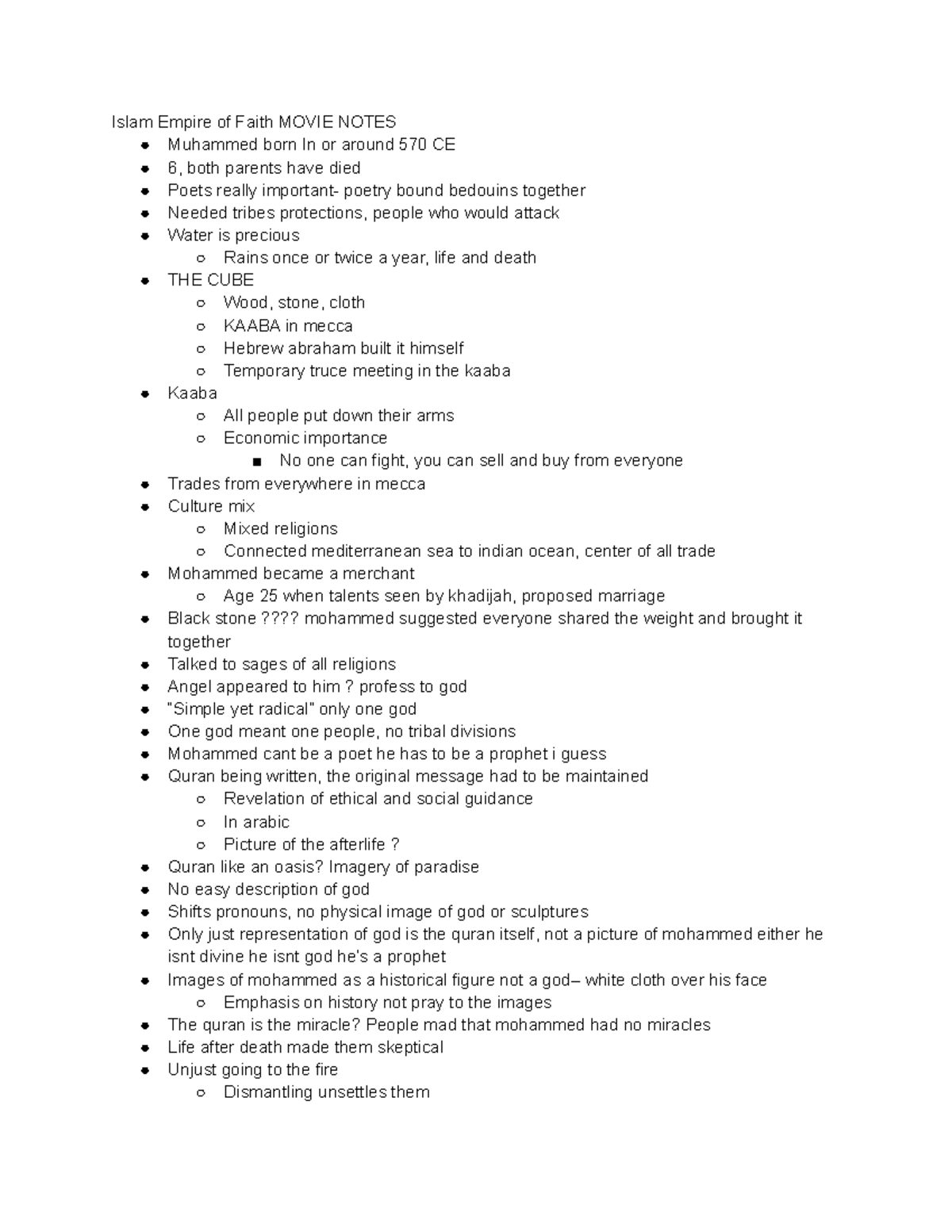 Islam empire of faith Accepted the meccans again Troops marched