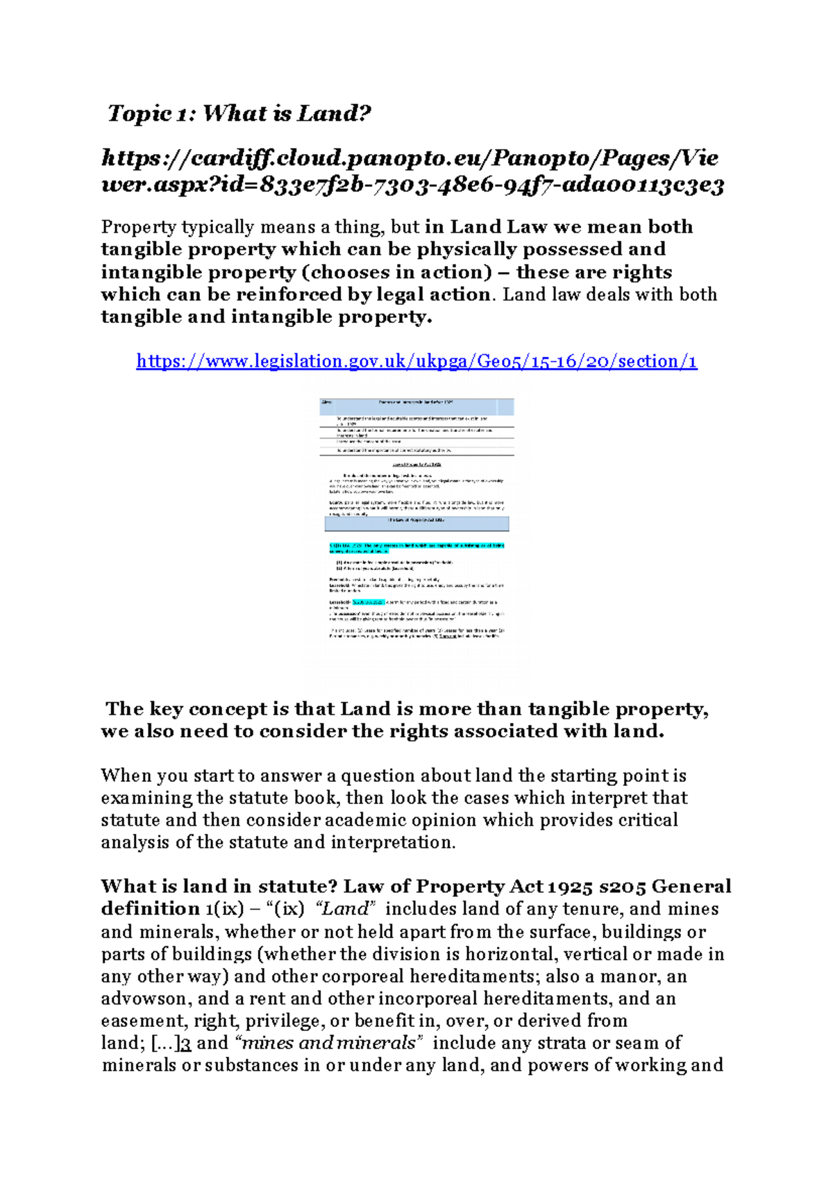 Land lectures MEGA DOC Land law topics 19 throughout the year