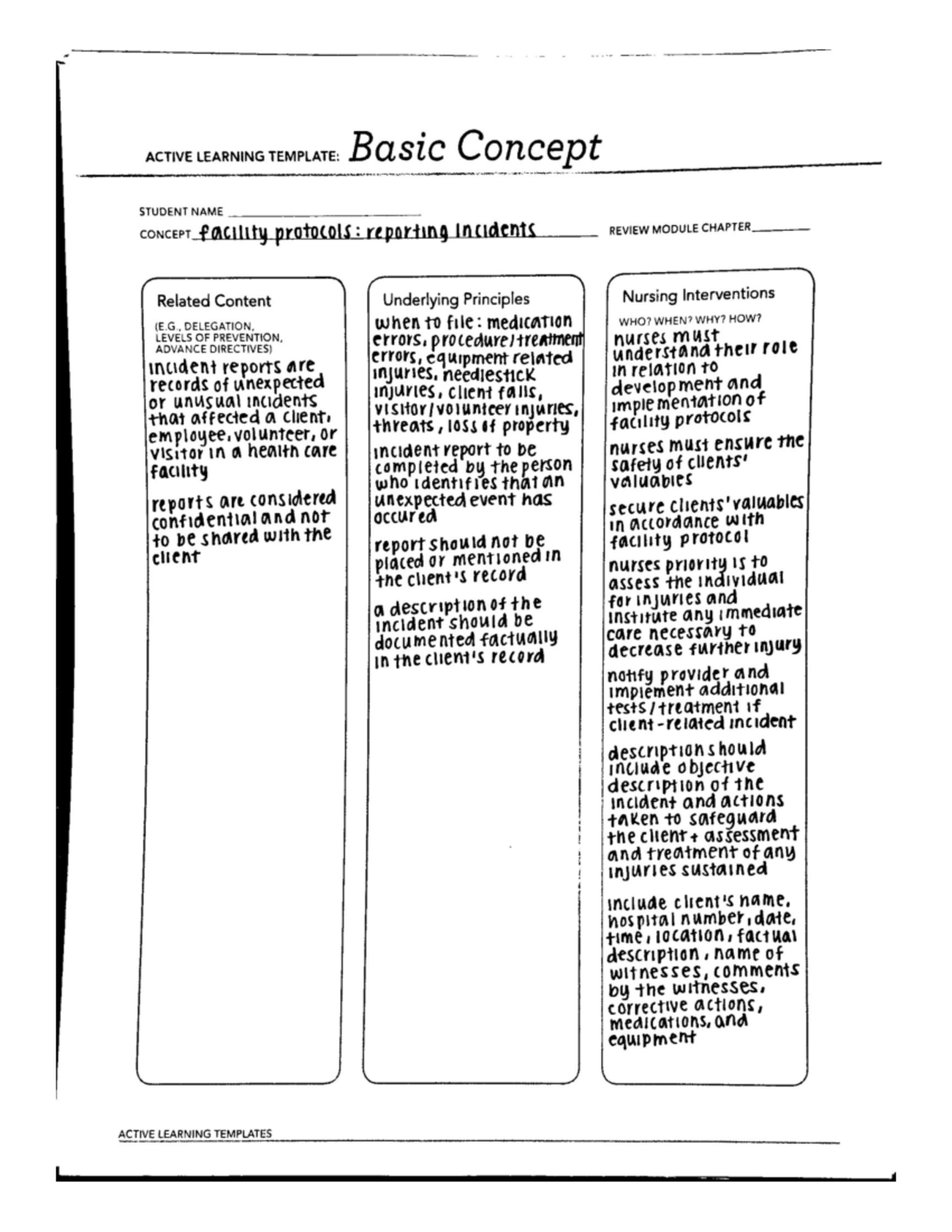 ATI Basic Concept Incident Report - NU 307/8 - Studocu