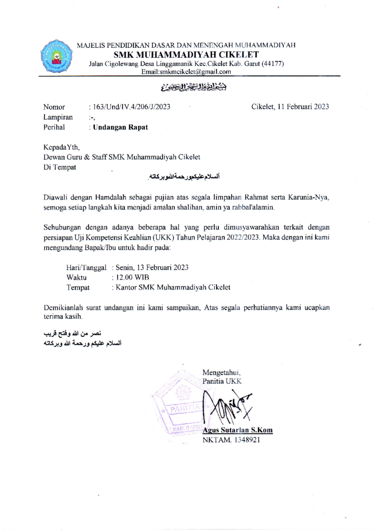 Surat undangan rapat guru - resume - Studocu