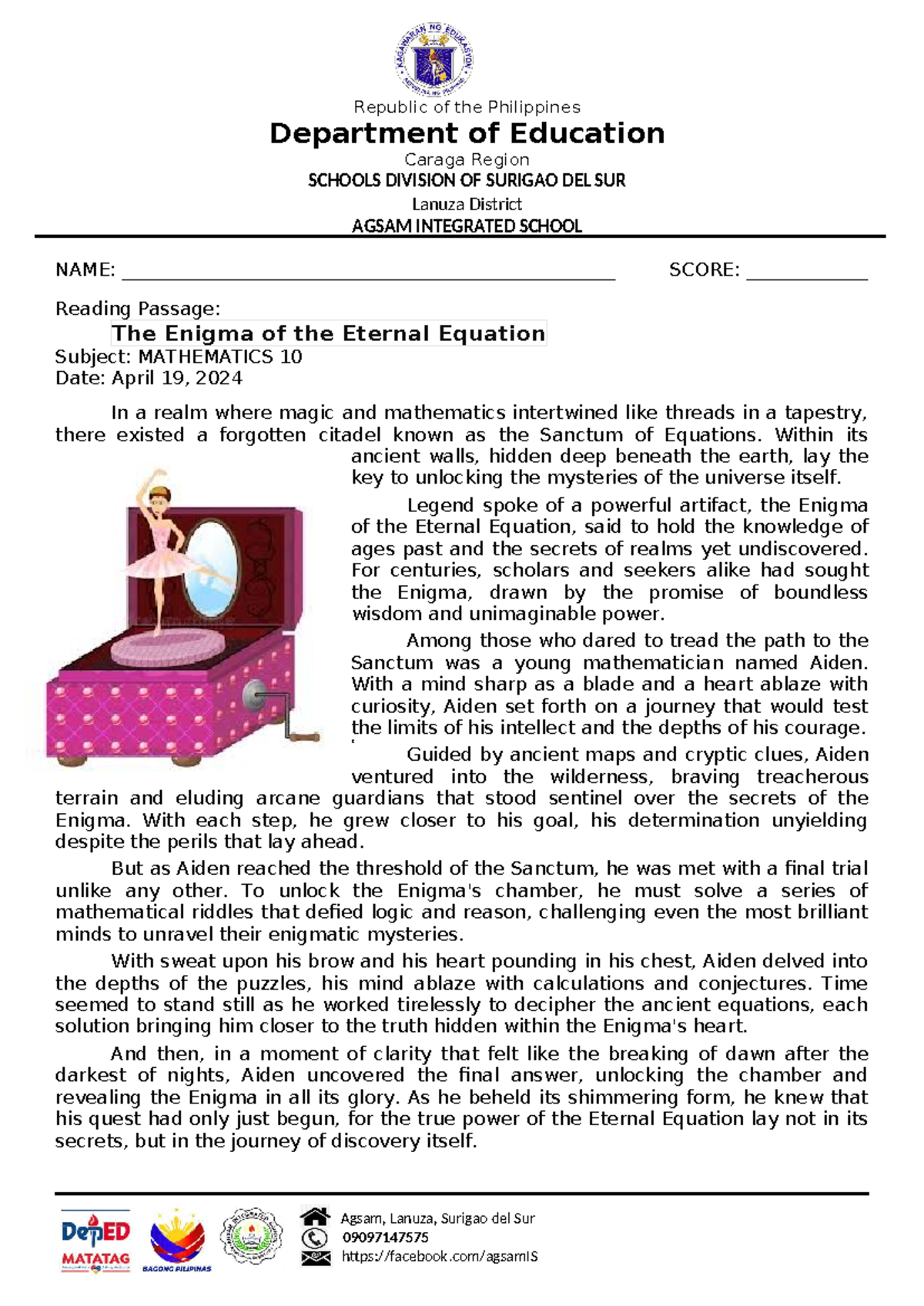 Passage-april 19-math 10 - Republic of the Philippines Department of ...
