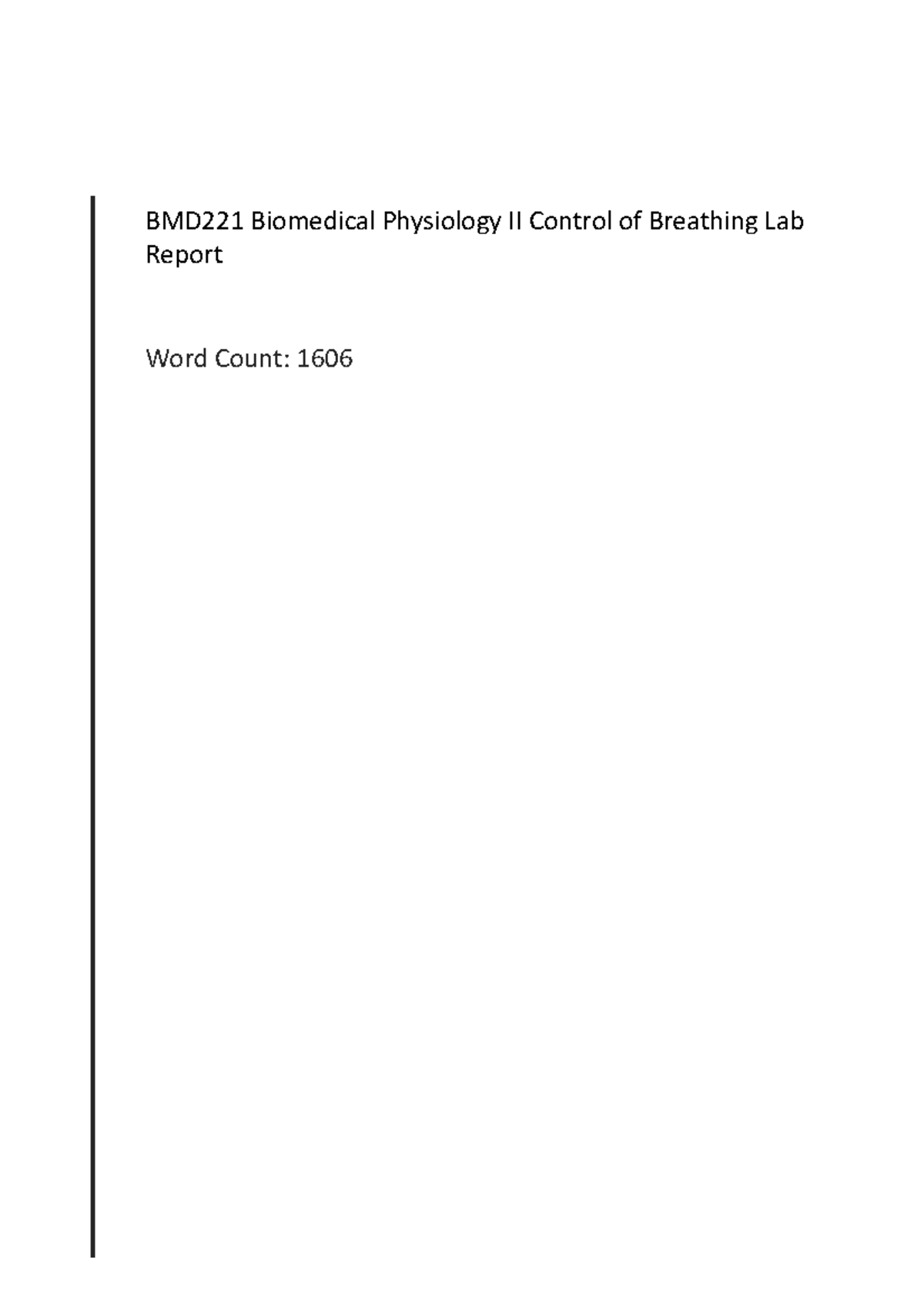 Control of Breathing Lab Report - Studocu