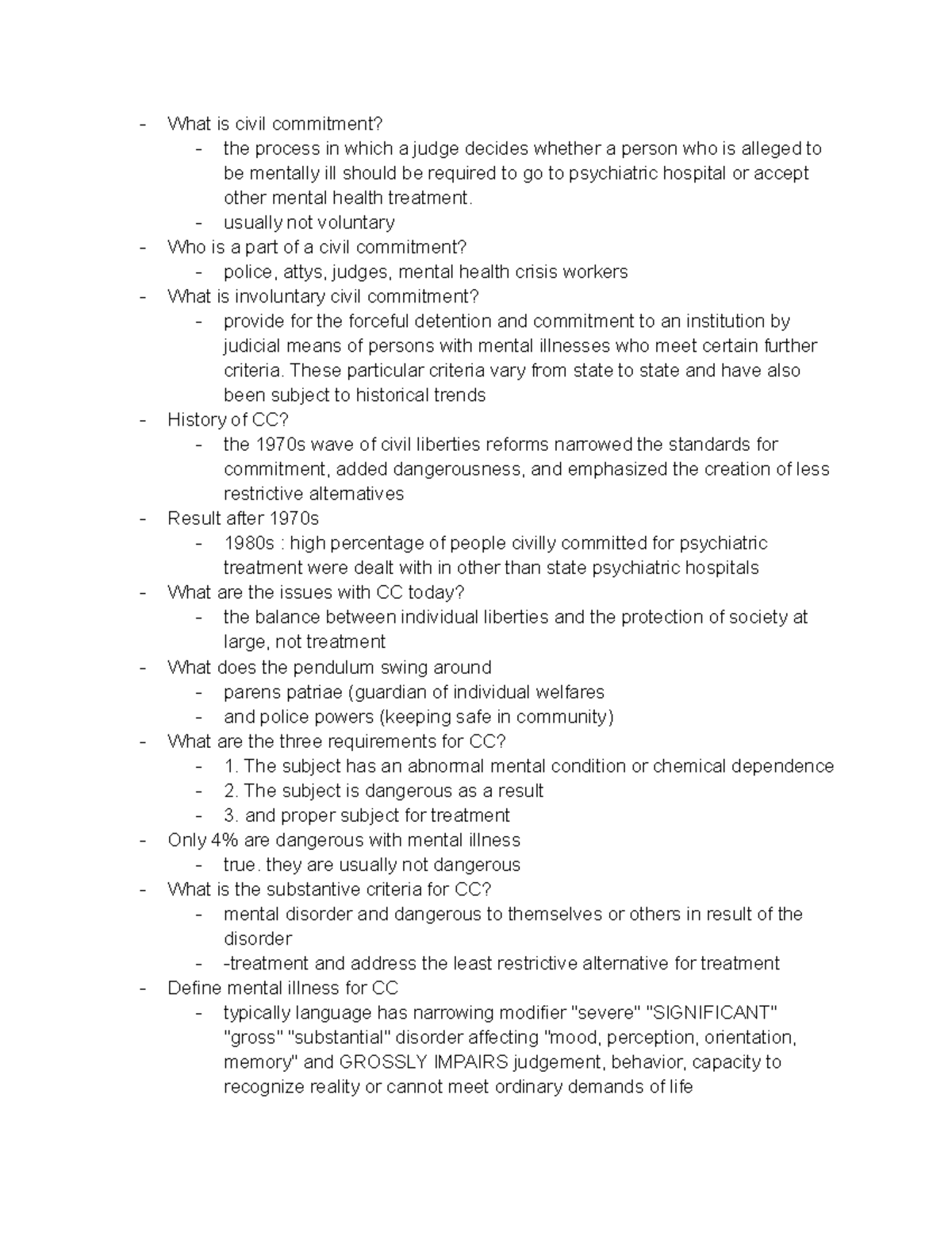 Psych 401- Civil Commitment - What is civil commitment? the process in ...