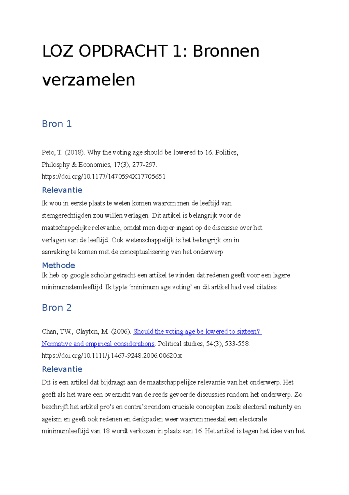 LOZ I Opdracht bronnen - LOZ OPDRACHT 1: Bronnen verzamelen Bron 1 Peto ...