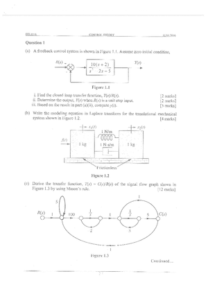 Control Theory Exam 4 June 2018, questions - EEL2216 CONTROL THEORY ...