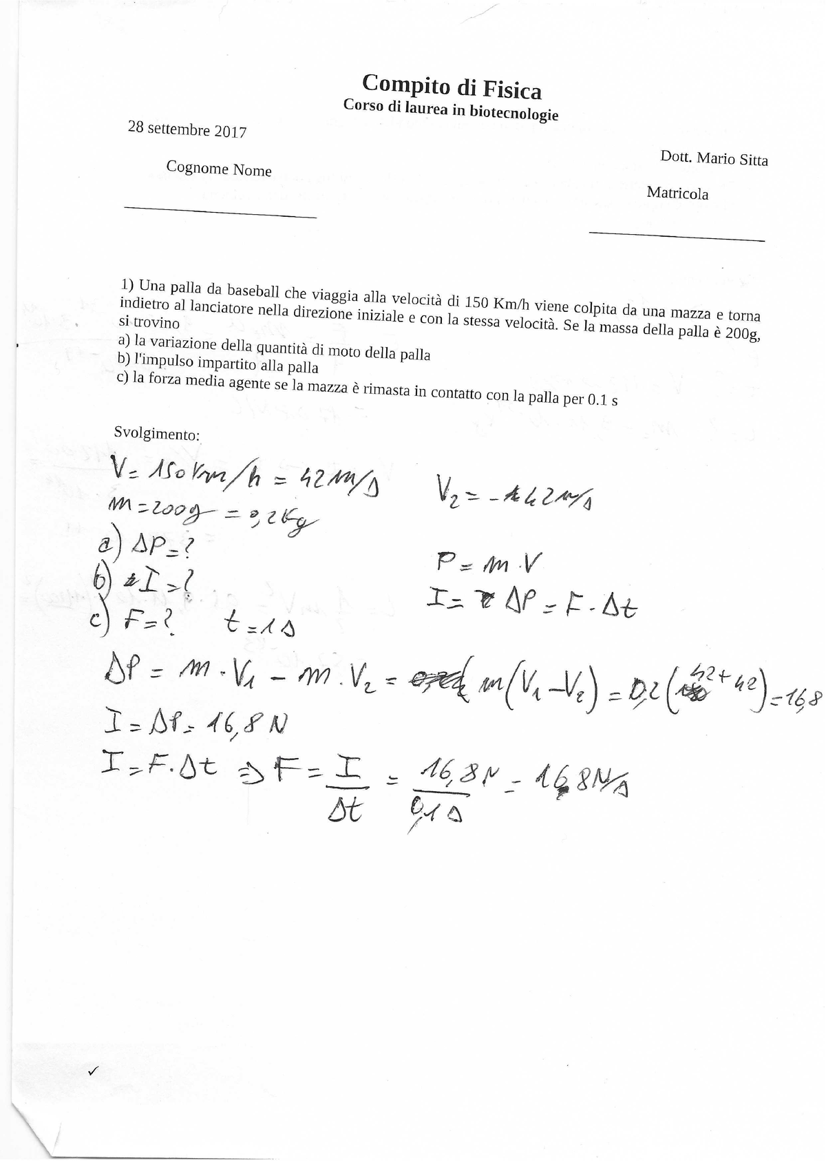 Problemi Di Fisica - Esercizi - Studocu