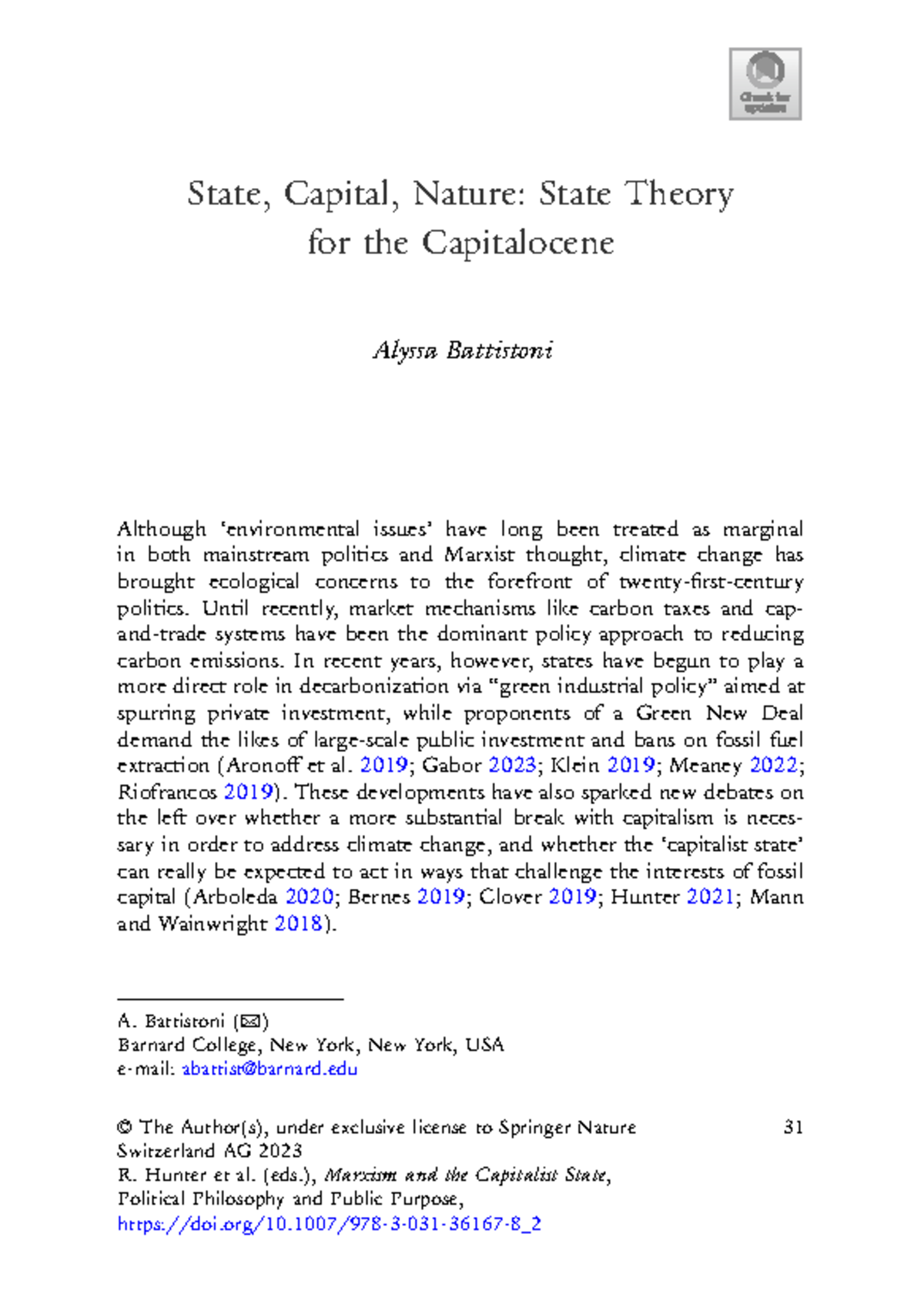 Battistoni 2023 State, Capital, Nature State Theory for the Capit