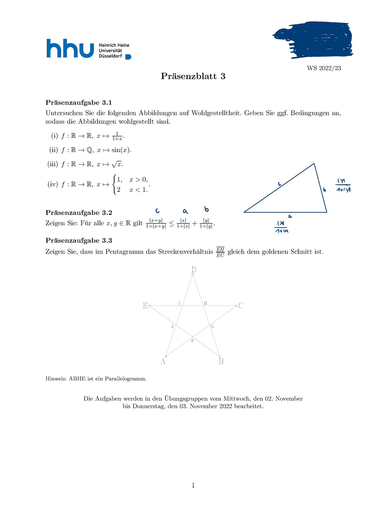 Ana1 Prä03 - Übungsaufgabe Präsenz 3 - Analysis I Prof. Dr. J ̈urgen ...