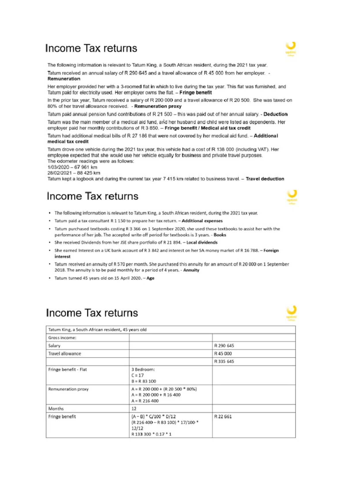 Notes - TAX Returns - ITRT1 - Studocu