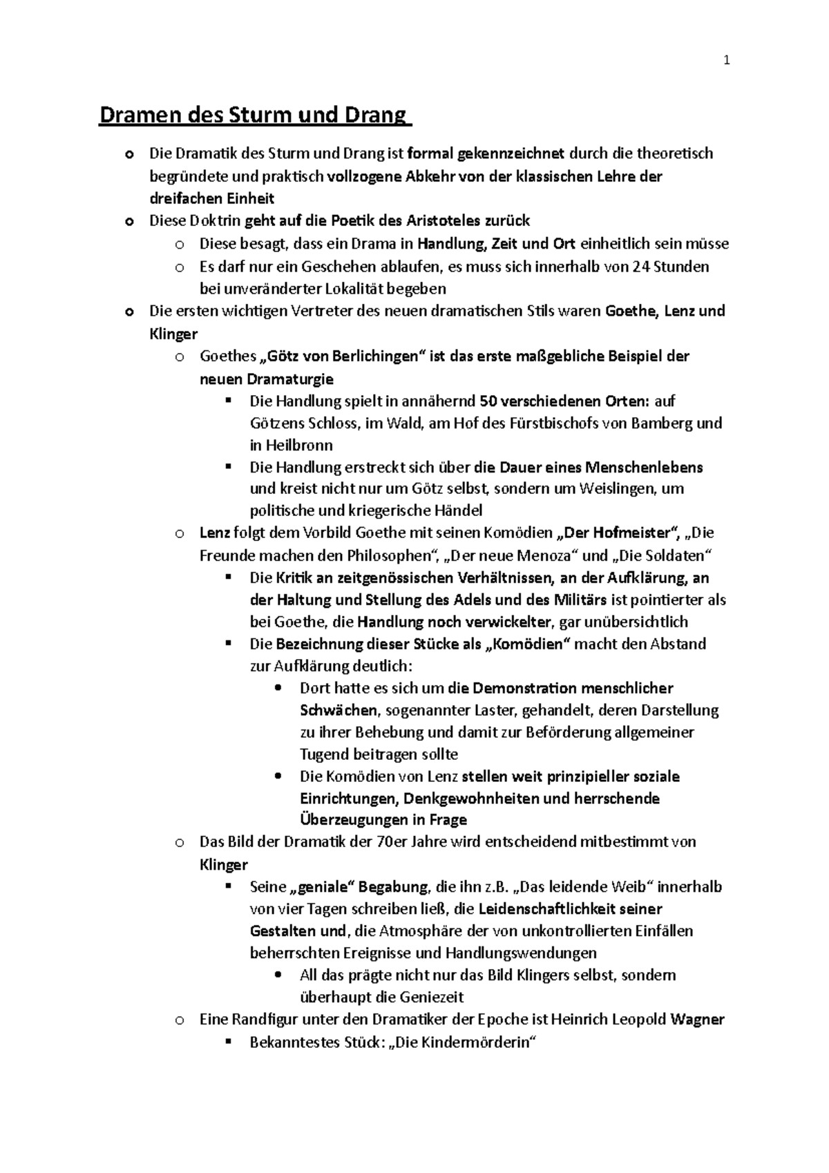 Dramen des Sturm und Drang „Das leidende Weib“ innerhalb von vier