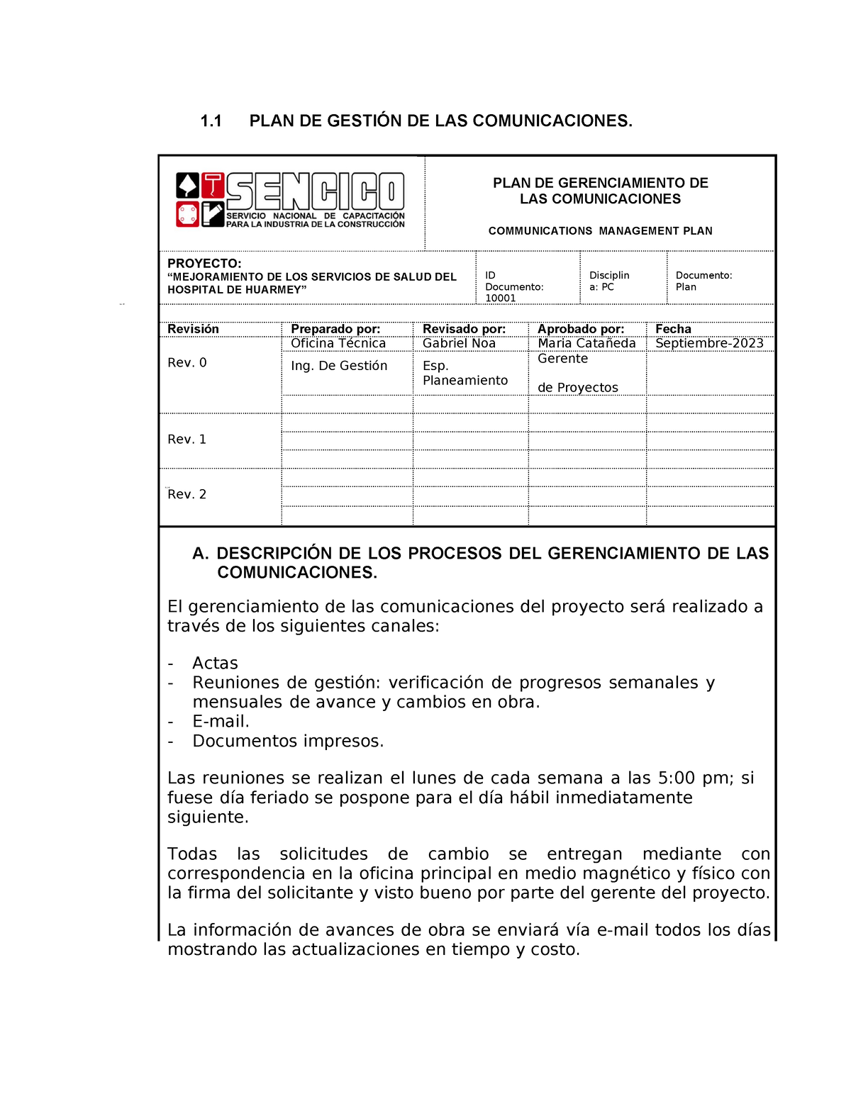 Plan De Gestión De Las Comunicaciones 1 Plan De GestiÓn De Las Comunicaciones 2 3 7 2 3 7332