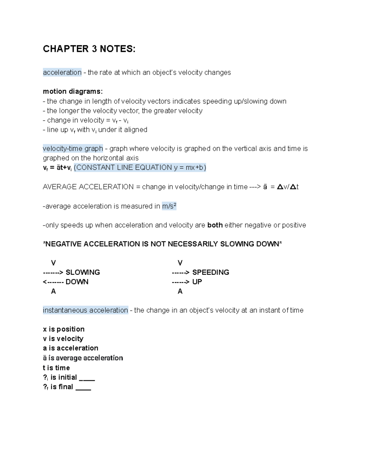 physics-honors-chapter-3-velocity-acceleration-chapter-3-notes