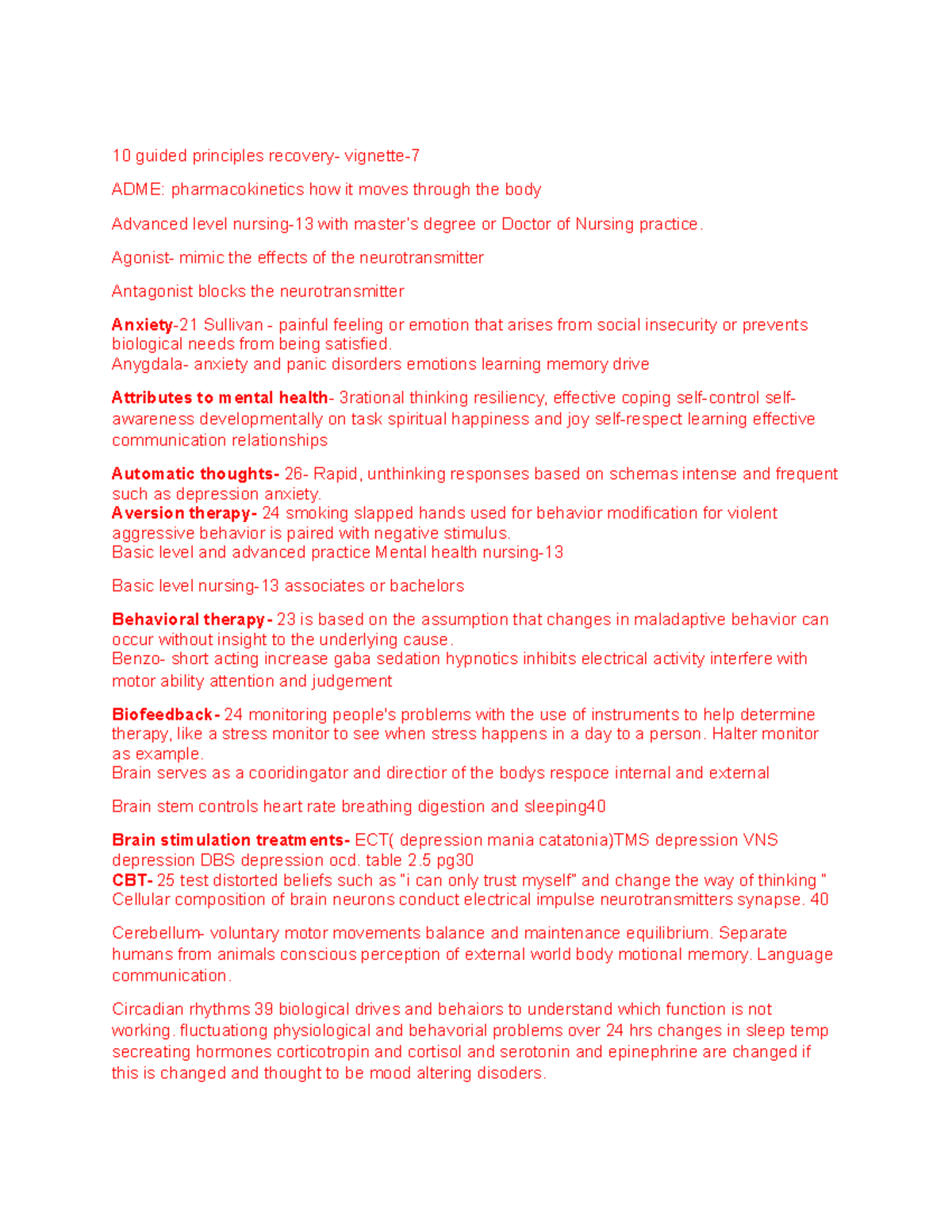 Chapter 2 study guide - 10 guided principles recovery- vignette- ADME ...