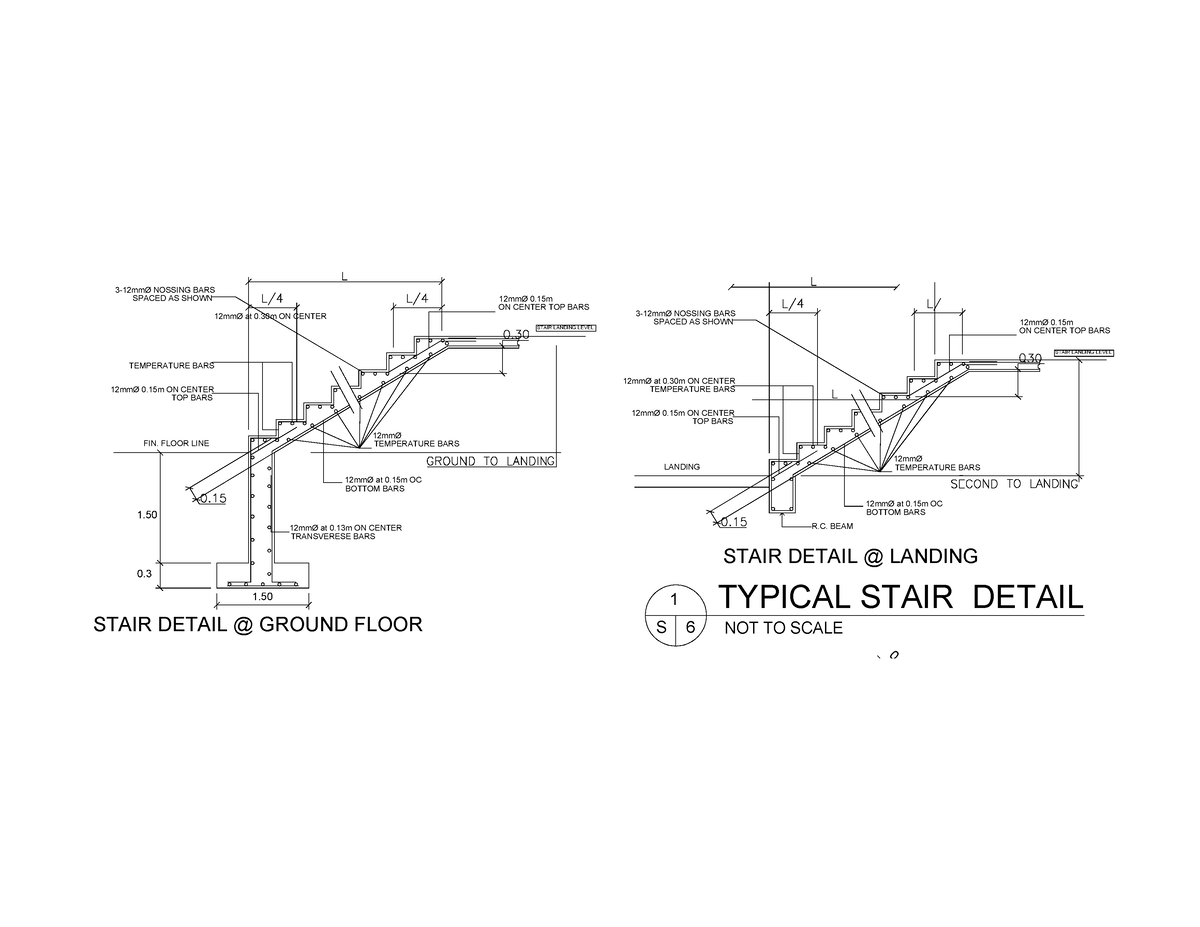 Stair use for tall building - 3-12mmØ NOSSING BARS SPACED AS SHOWN ...