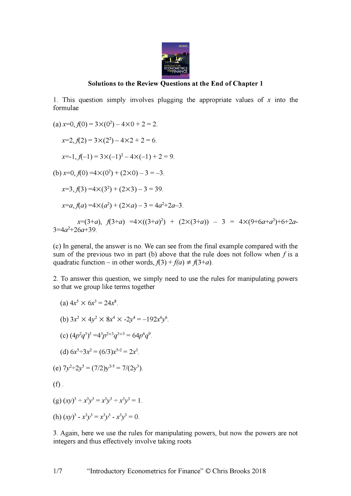 Chapter 1 Solutions - TUTORIAL - Solutions To The Review Questions At ...