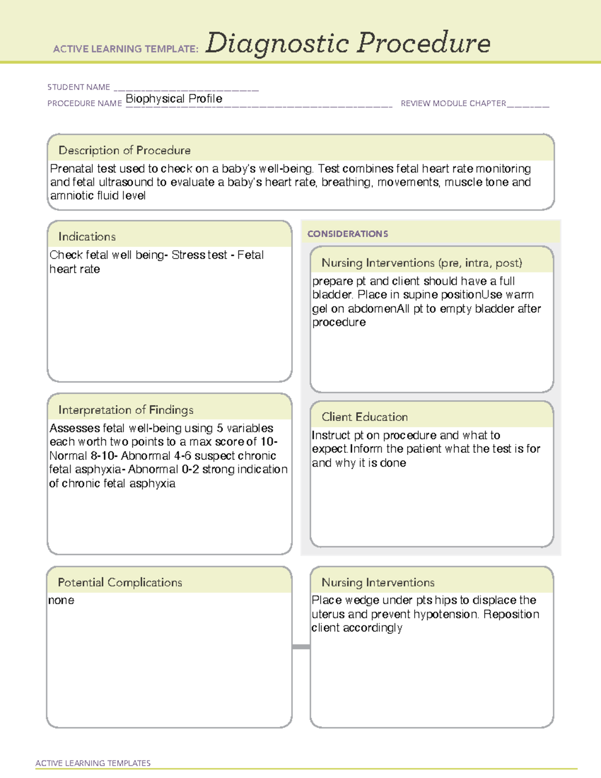 Biophysical Profile - pediatric ati - ENGL 104 - ACTIVE LEARNING ...