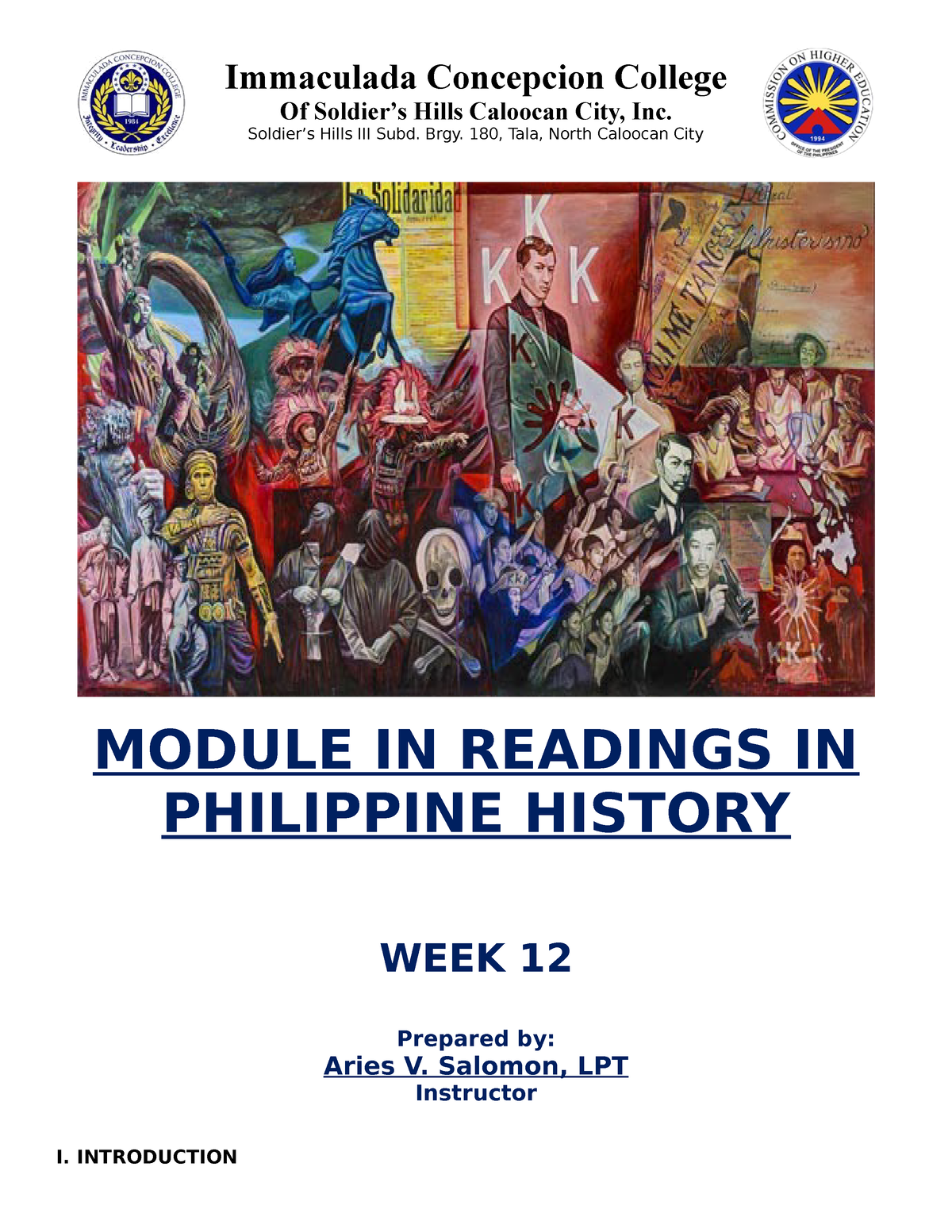 Readings in the Philippine History - Of Soldier’s Hills Caloocan City ...