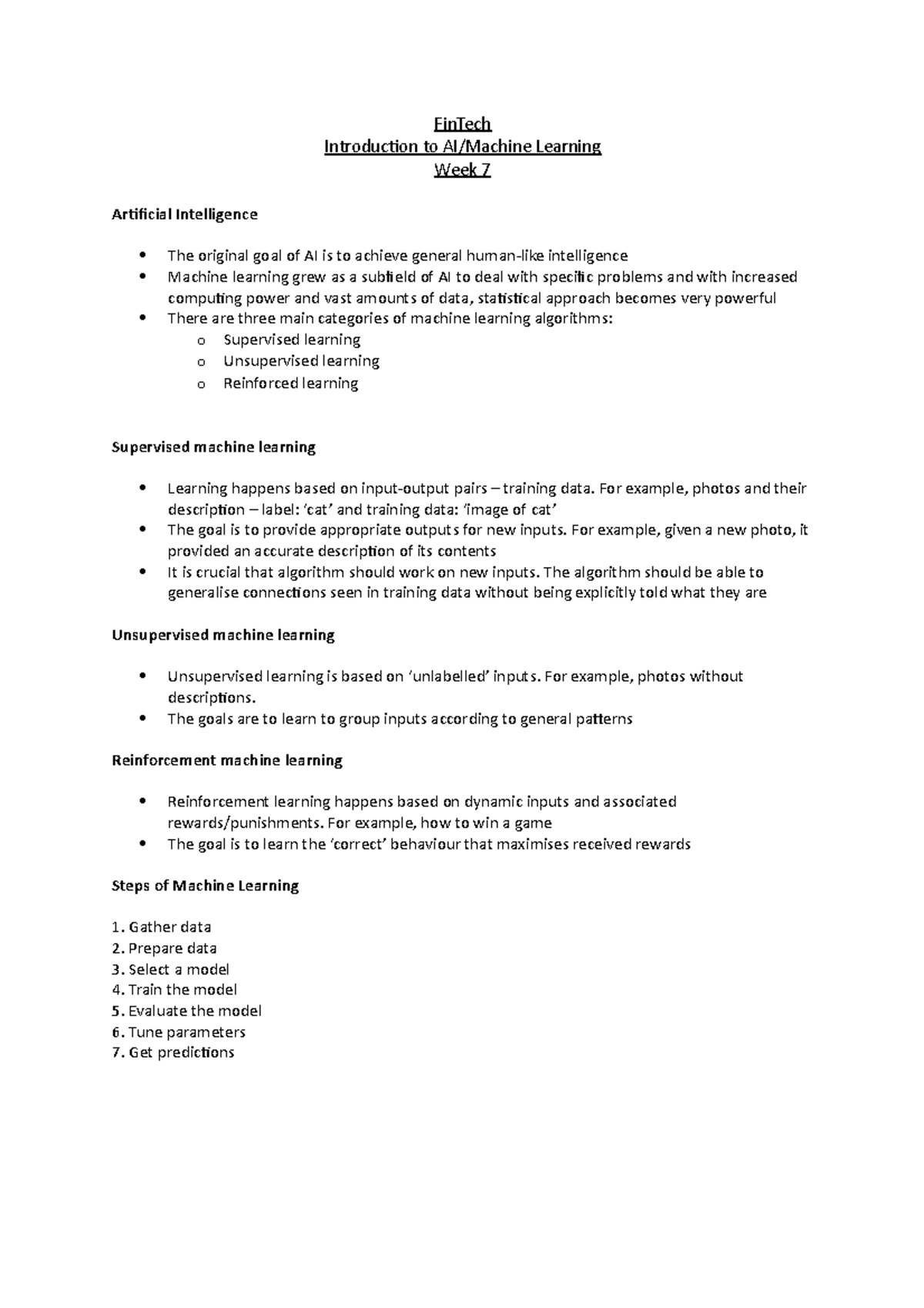 Live Lecture Week 7 Notes - FinTech Introduction to AI/Machine Learning ...