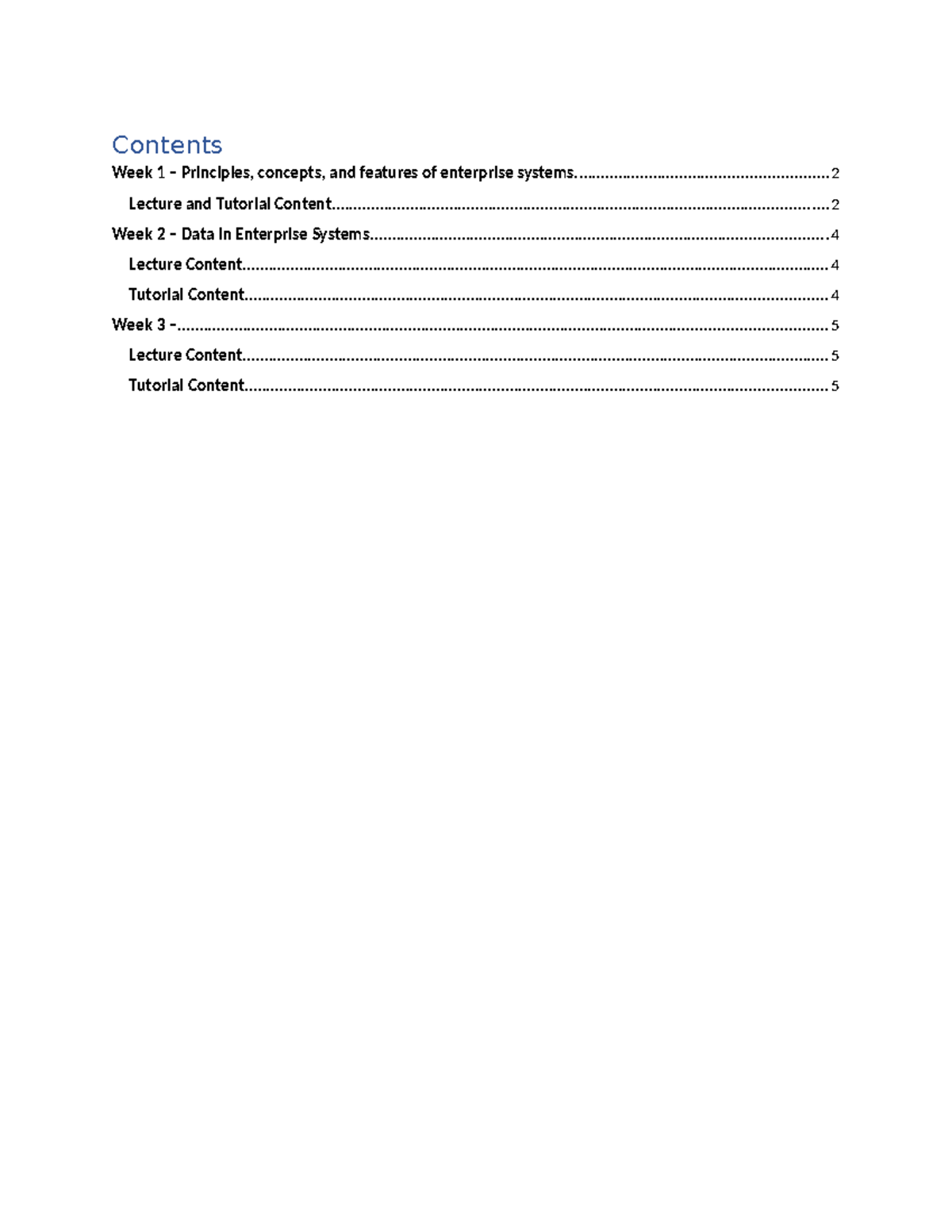 Class Notes - Contents Week 1 – Principles, concepts, and features of ...