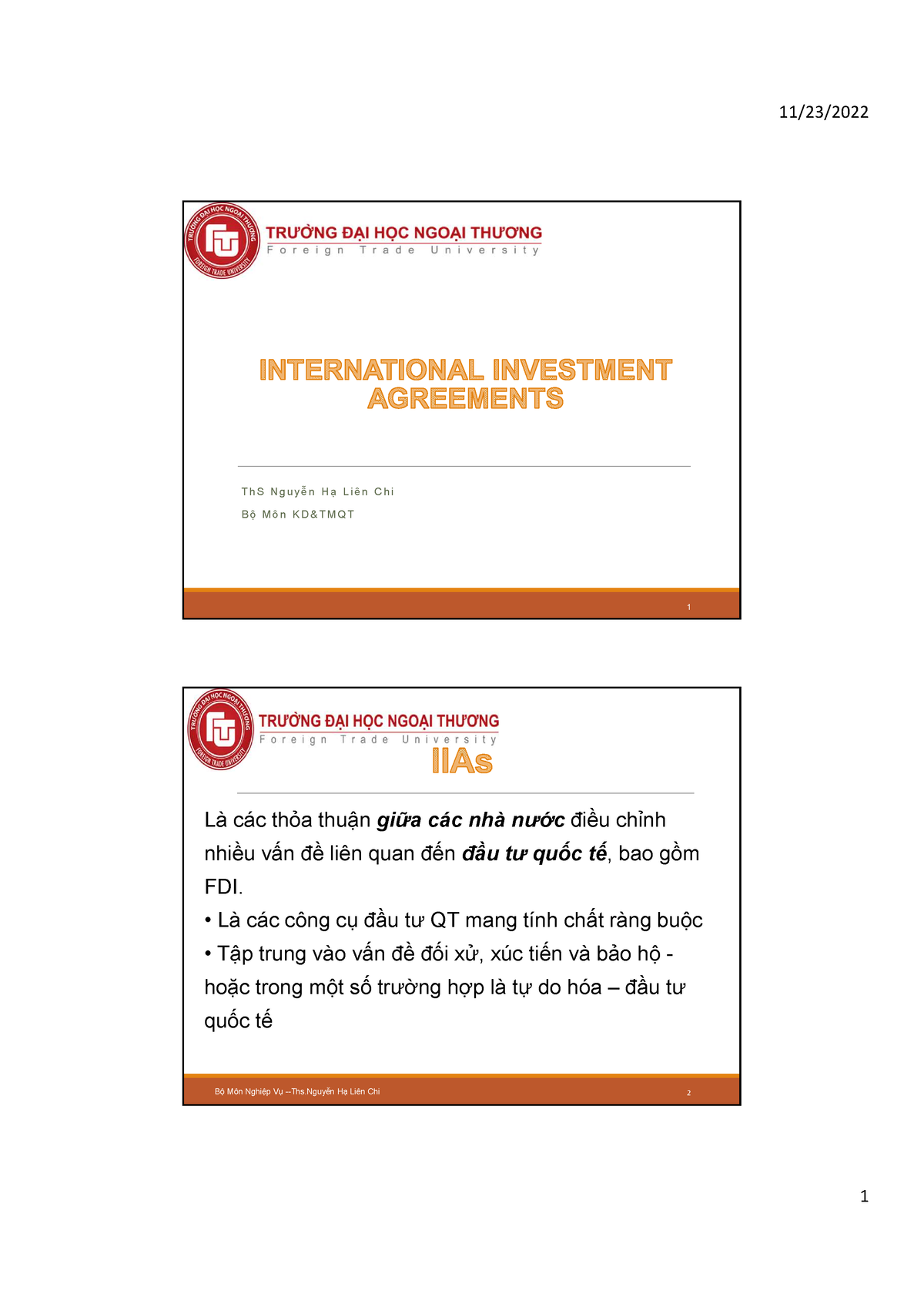 IIAs - International Investment Agreements - T H S N G U Yễ N H ạ L I ê ...