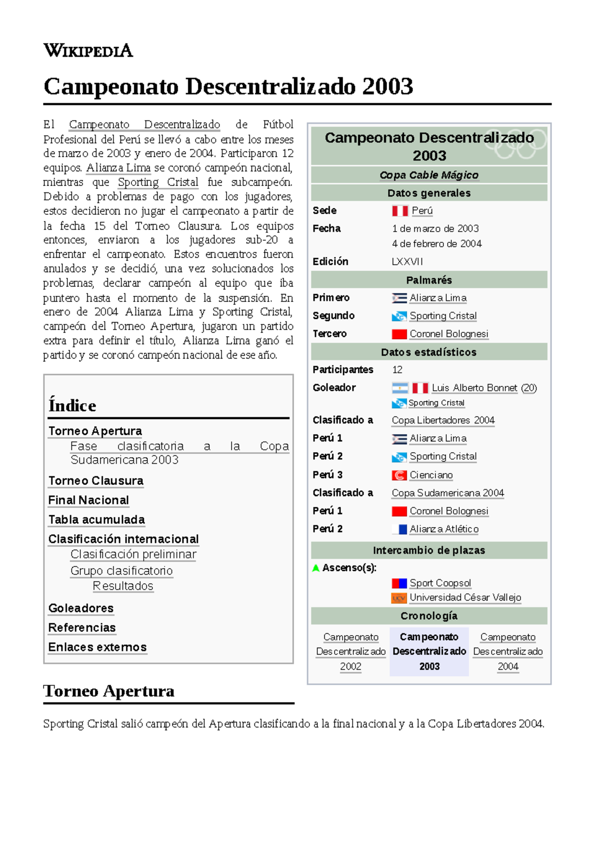 Campeonato Descentralizado 2003 Teoría de la Historia Usach Studocu