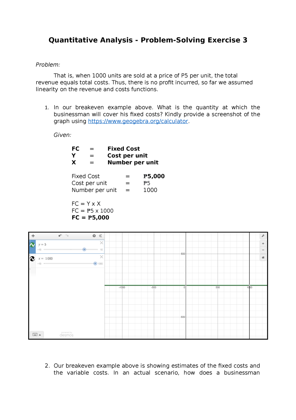 quantitative problem solving questions