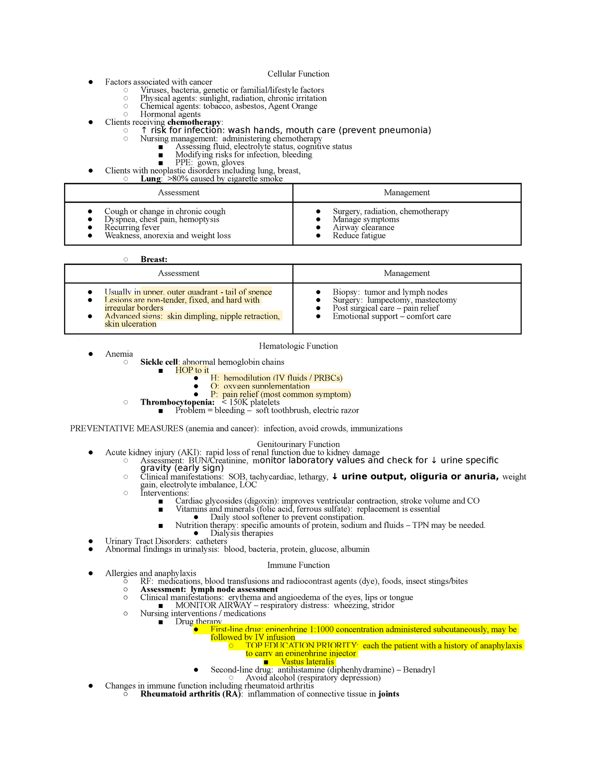 Final Exam MSII - LK - Cellular Function, Clients with fractures, casts ...