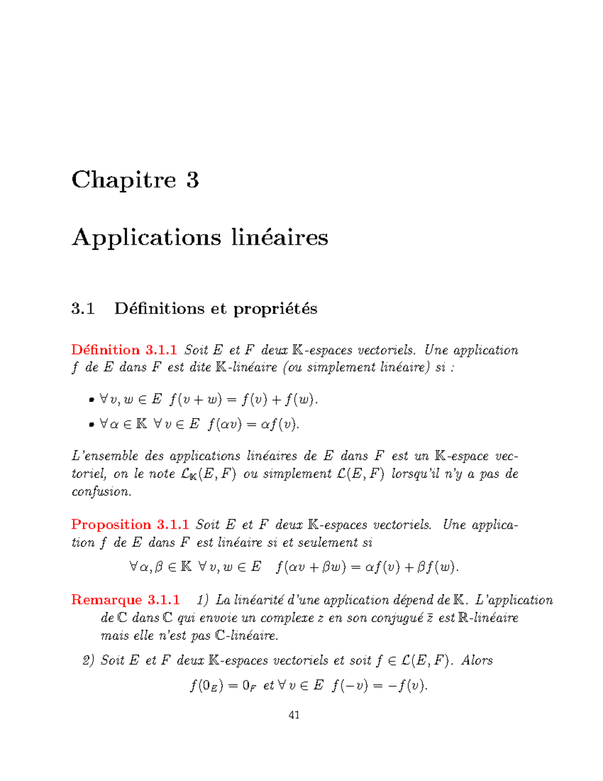 Applications linéaires - Chapitre 3 Applications lin ́eaires 3 D ...