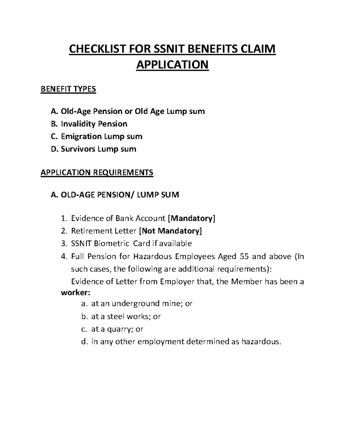 checklist-for-ssnit-benefits-claim-application-checklist-for-ssnit