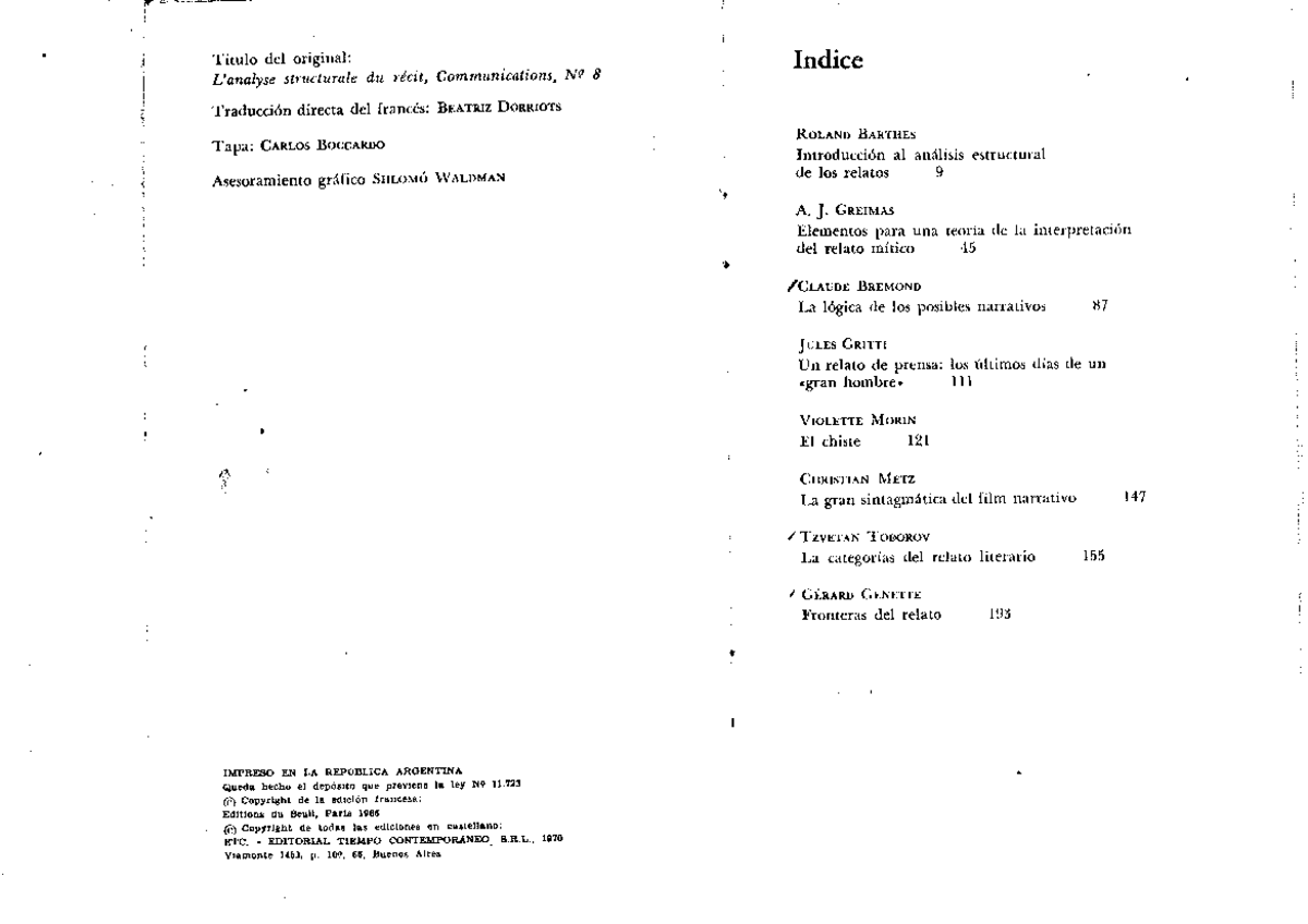 Análisis estructural del relato - Roland Barthes - l 1 ¡ Título del