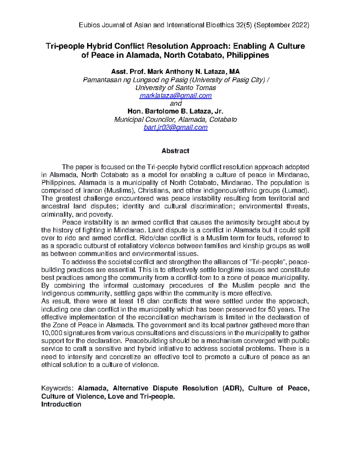 Tripeople Hybrid Conflict Resolution Approach Enabling Prof. Mark