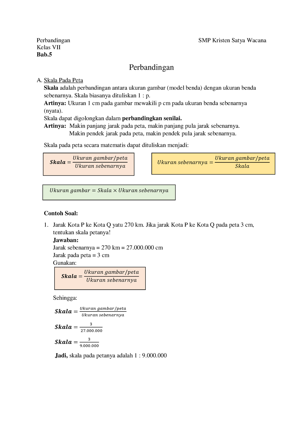 Materi Matematika Perbandingan/Rasio Kelas VII (Skala) - Perbandingan ...