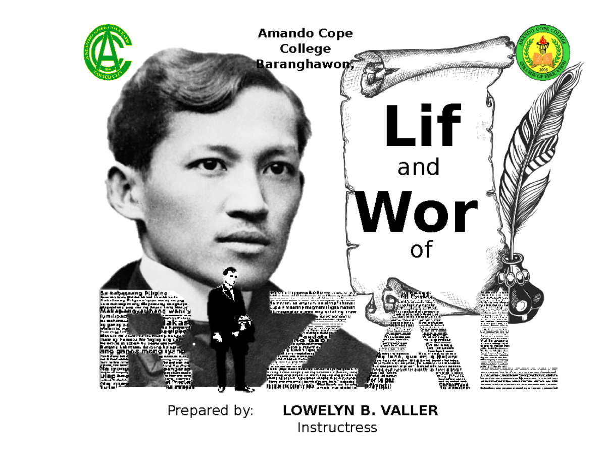 Works and Life of Rizal - Amando Cope College Baranghawon, Lif Prepared