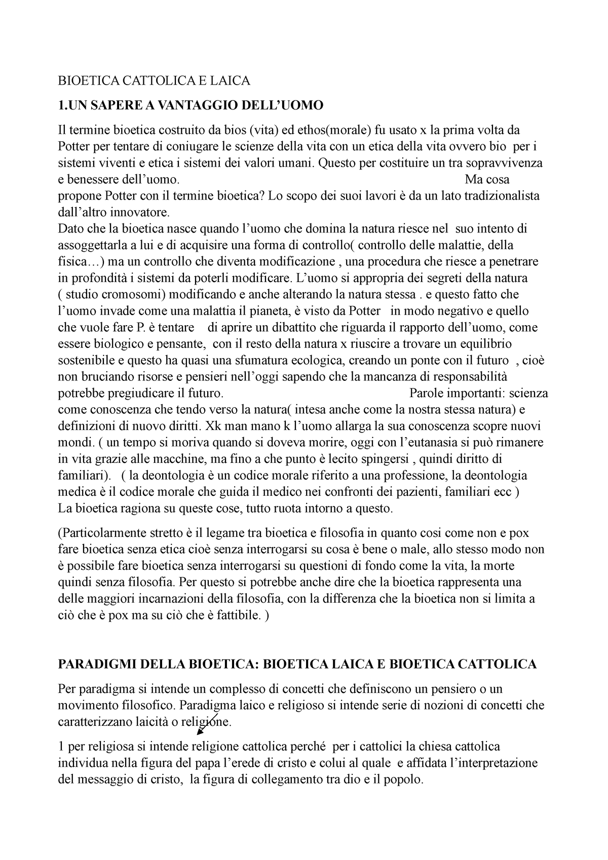 Bioetica Riassunto Delle Lezioni Bioetica Cattolica E Laica 1 Sapere A Vantaggio Delluomo Il 6213