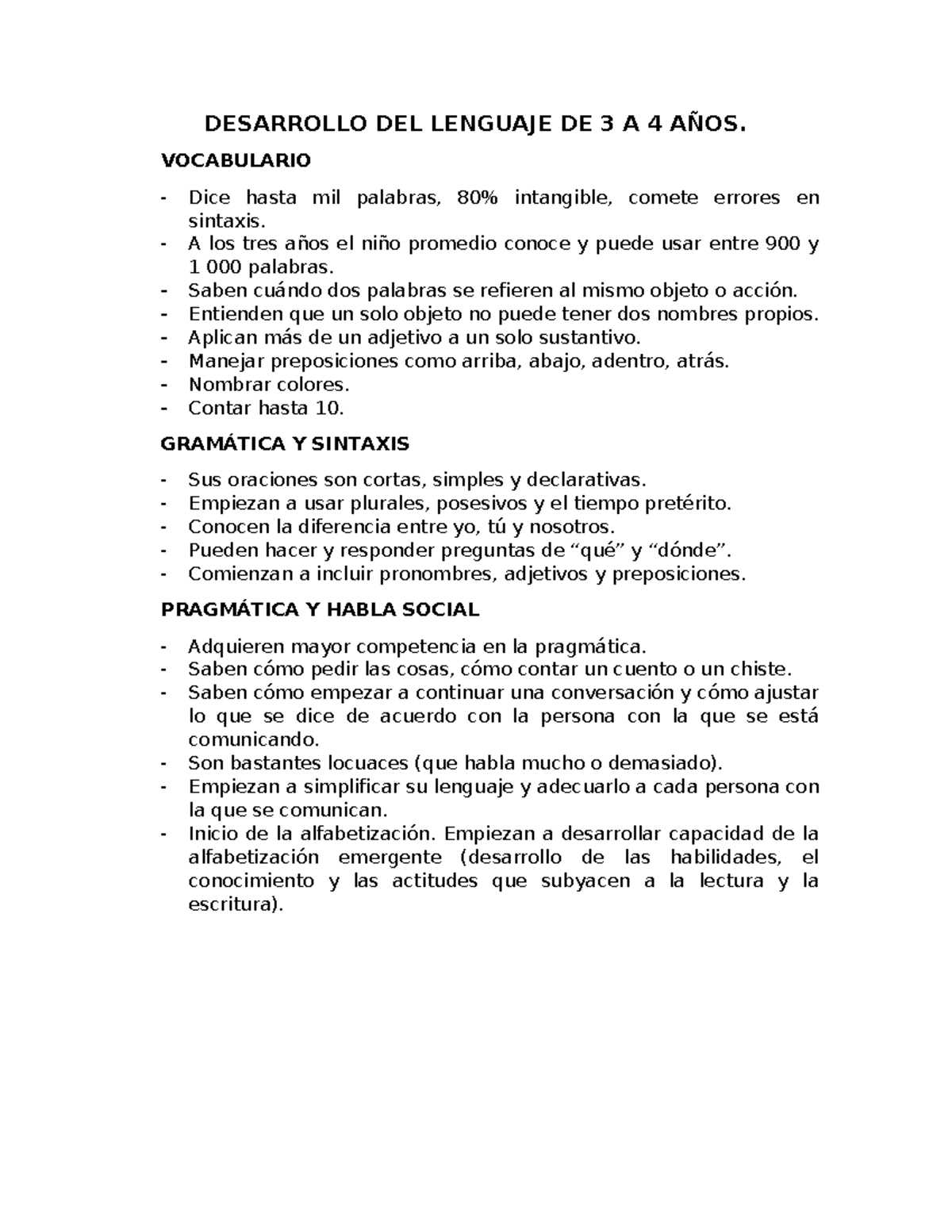 Desarrollo DEL Lenguaje DE 3 A 4 AÑOS - DESARROLLO DEL LENGUAJE DE 3 A ...