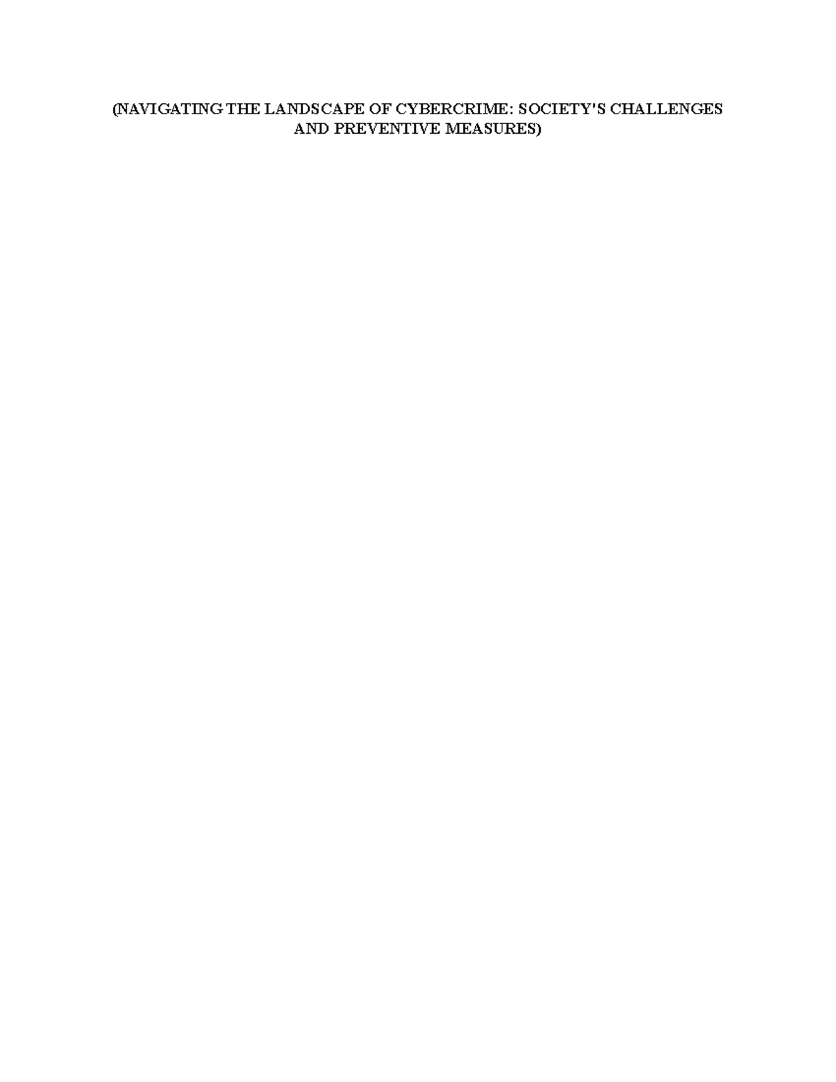 Chapter 1 and 2 - none - (NAVIGATING THE LANDSCAPE OF CYBERCRIME ...