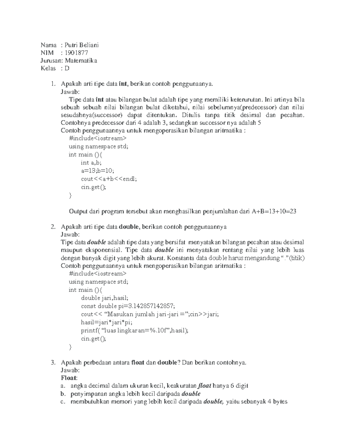 Task 4: Basic Understanding Of Programming - Nama : Putri Beliani NIM ...