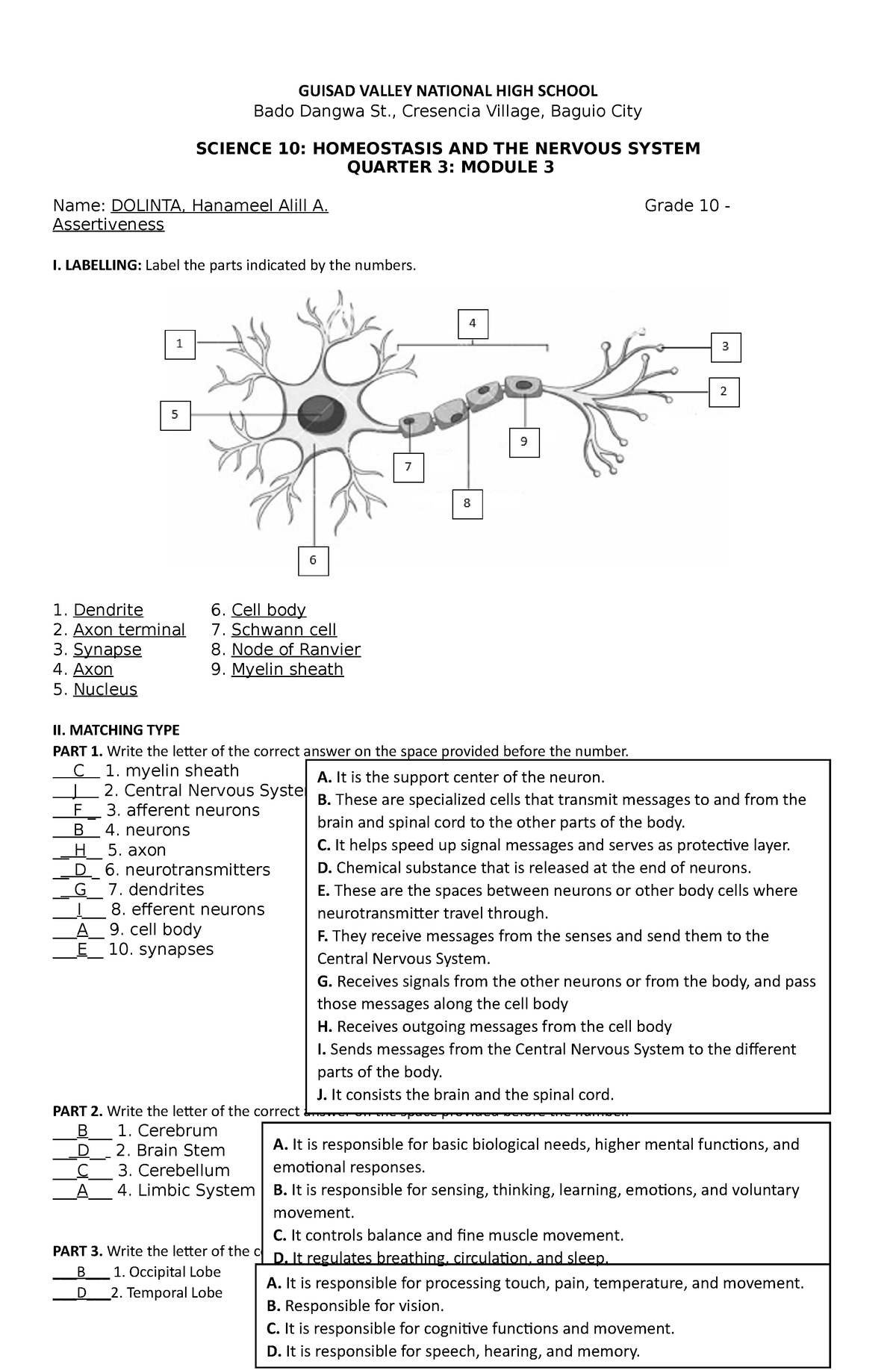 For Uploading Answer Sheet Grade 10 Quarter 3 Module 3 GUISAD VALLEY 