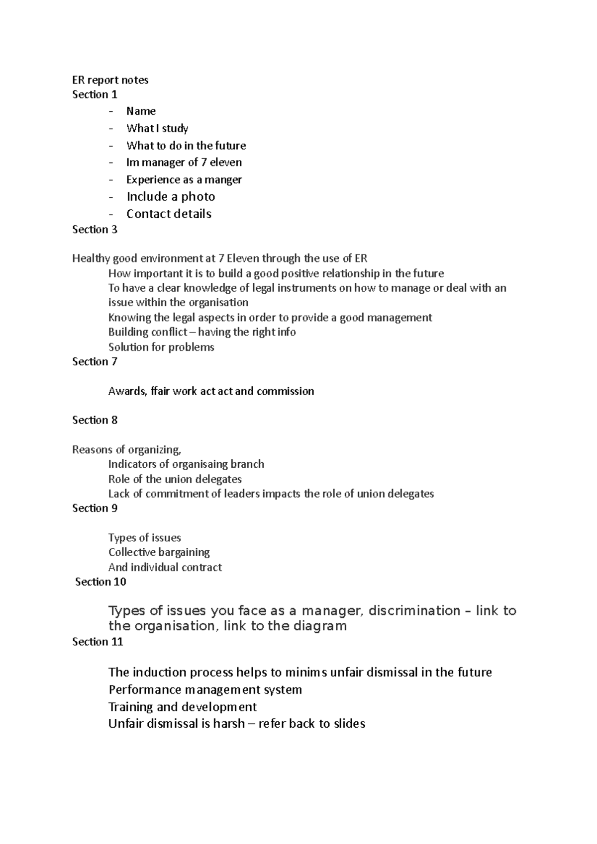 ER report notes - ER report notes Section 1 - Name - What I study ...