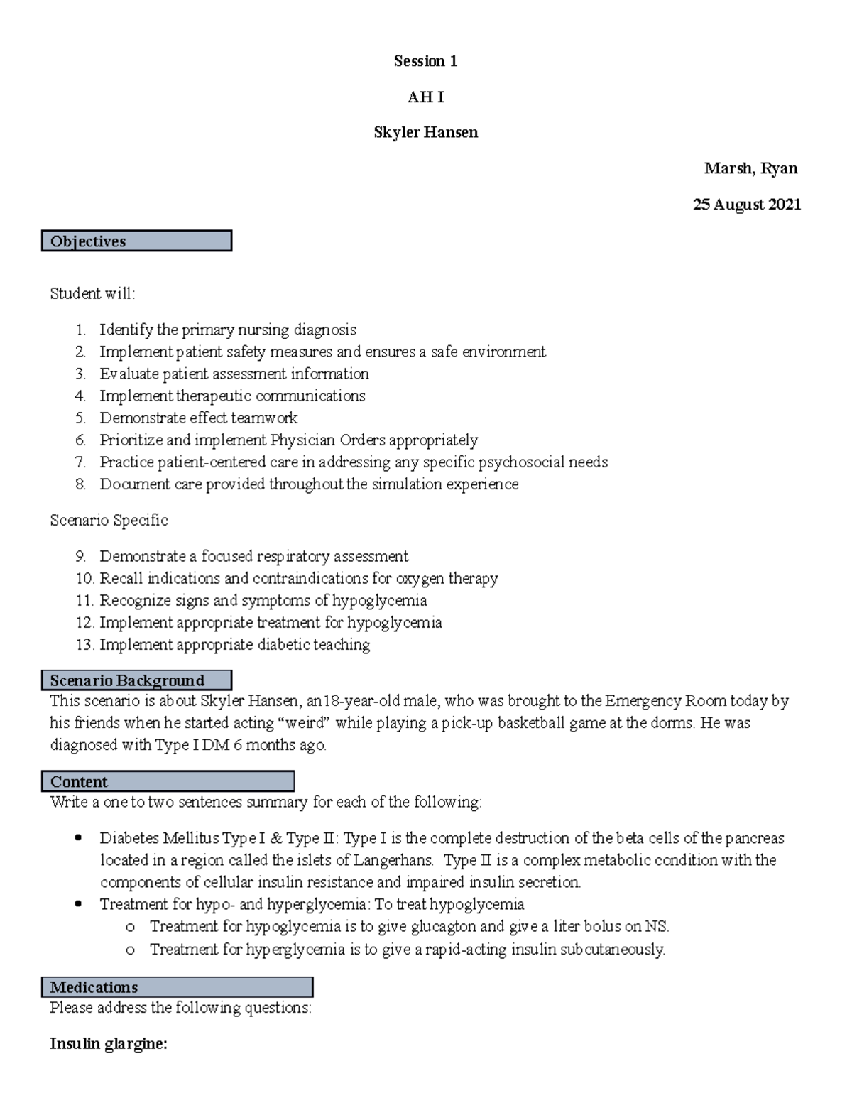 Student Simulation Preparation Worksheet AH I Session 1 Skyler Hansen ...