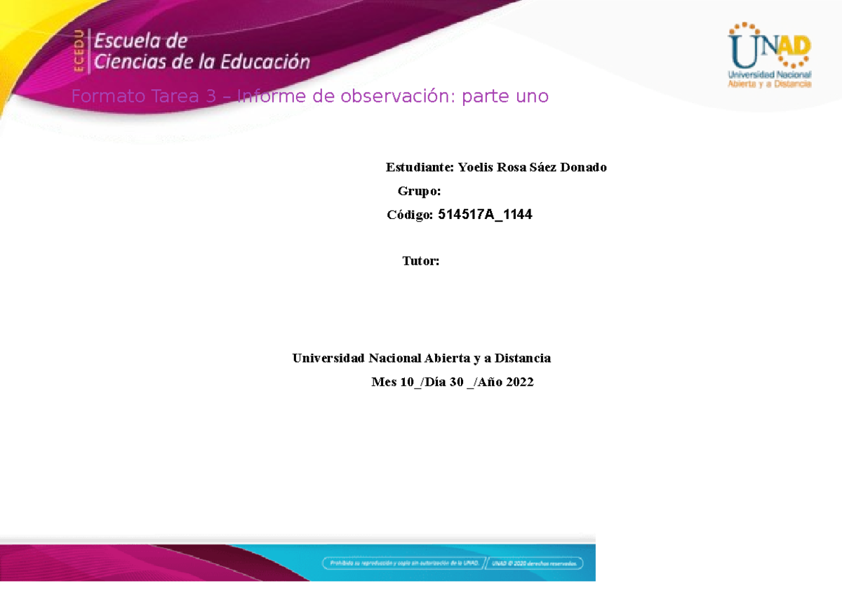 Formato Tarea 3 Informe de observacion parte 1 - Formato Tarea 3
