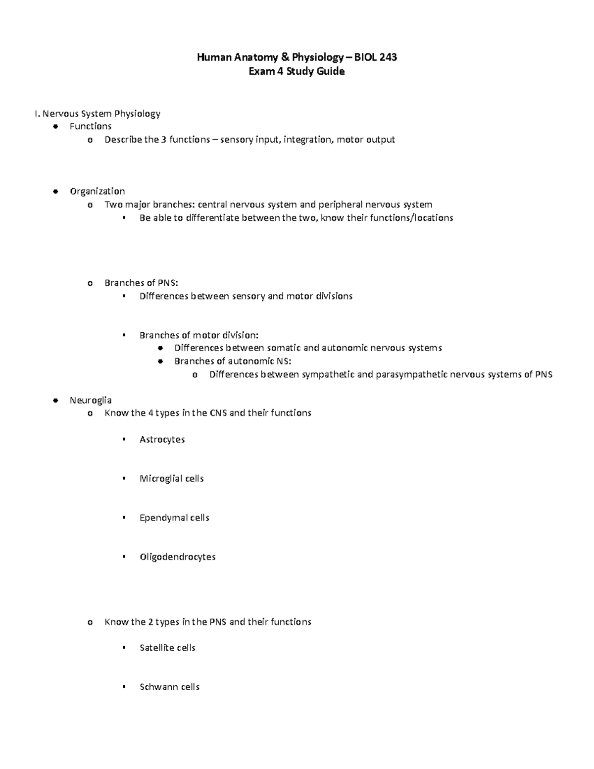 Exam 4 Study Guide - BIOL 243 - Human Anatomy & Physiology – BIOL 243 ...