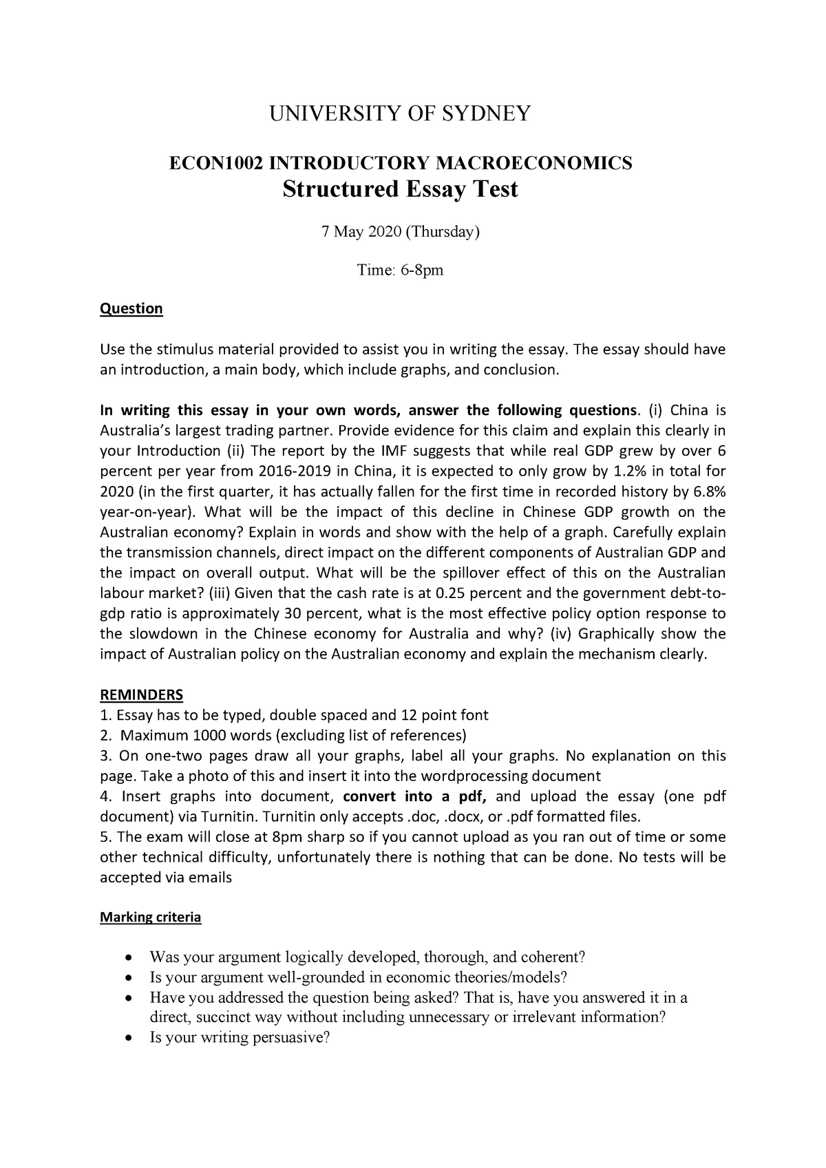 essay structure test pdf