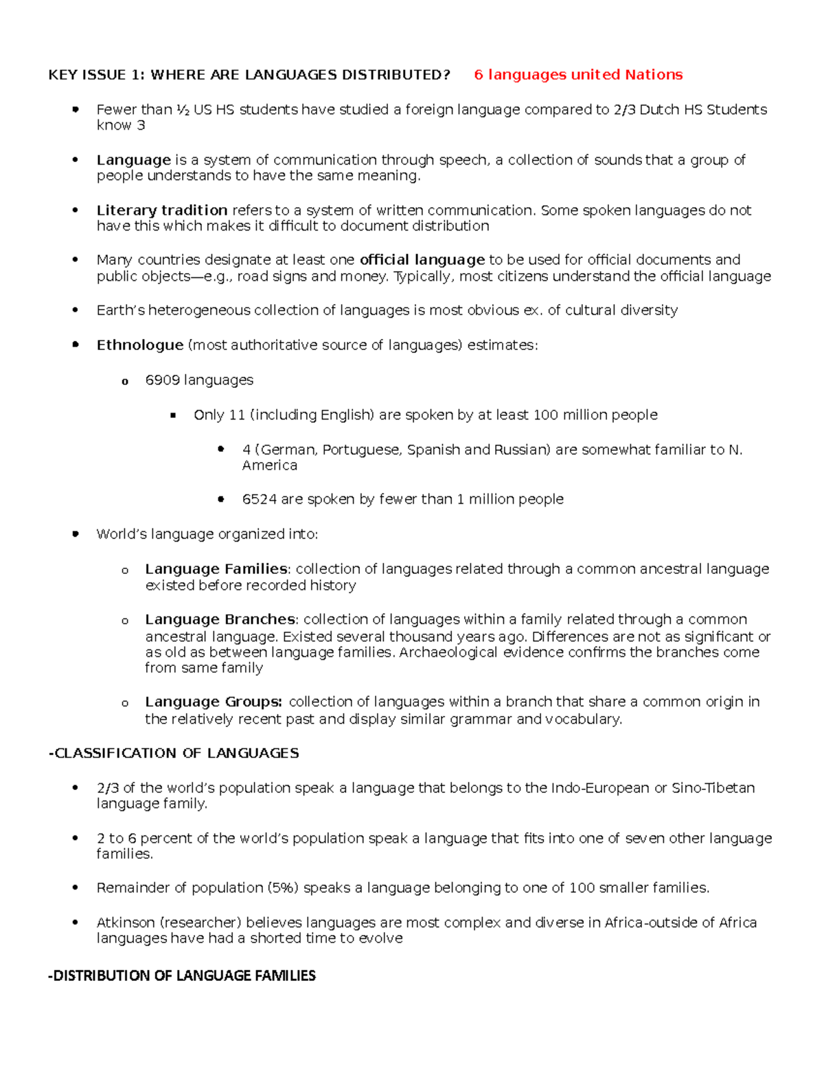 Chapter 5 Notes MP - KEY ISSUE 1: WHERE ARE LANGUAGES DISTRIBUTED? 6 ...