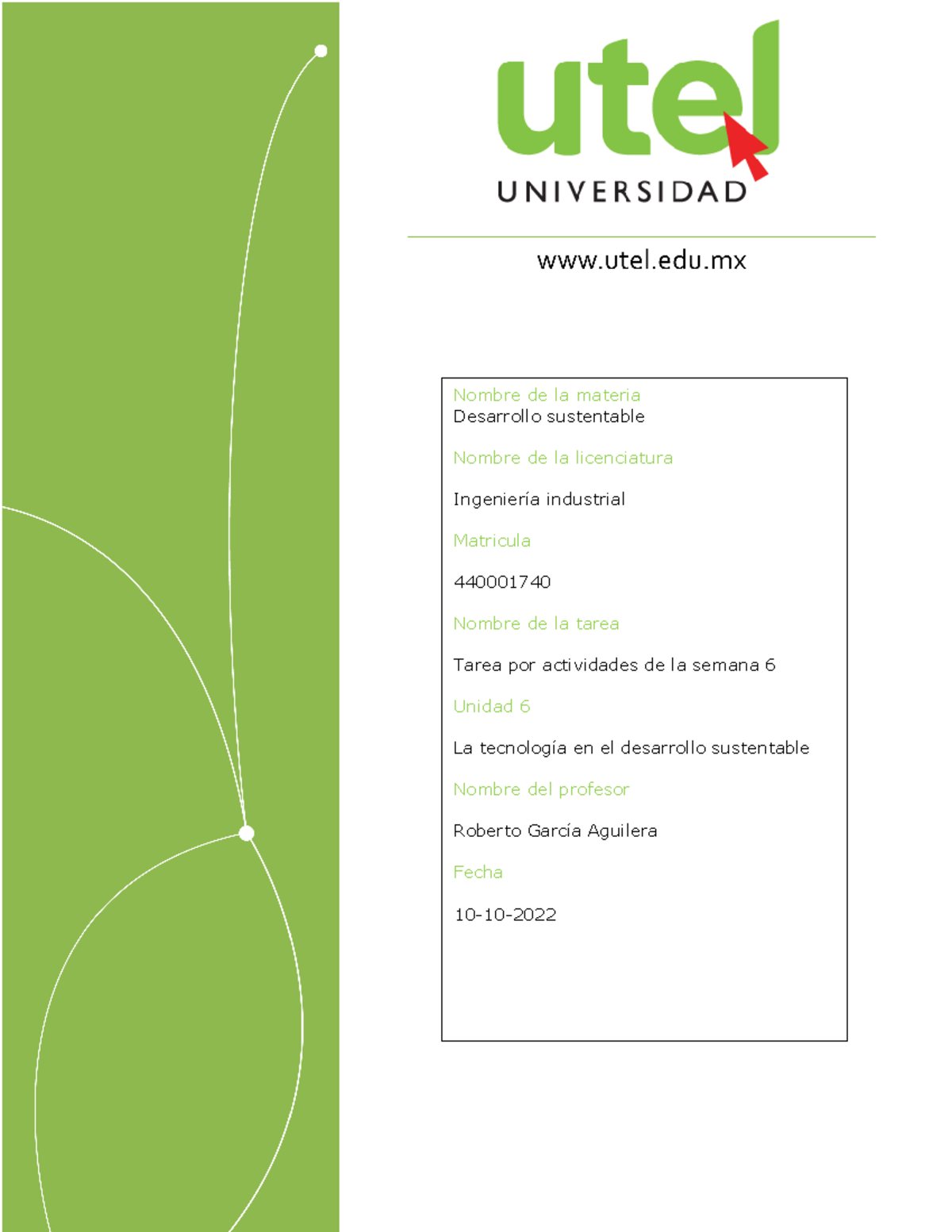 Actividad 6 Desarrollo Sustentable - Nombre De La Materia Desarrollo ...