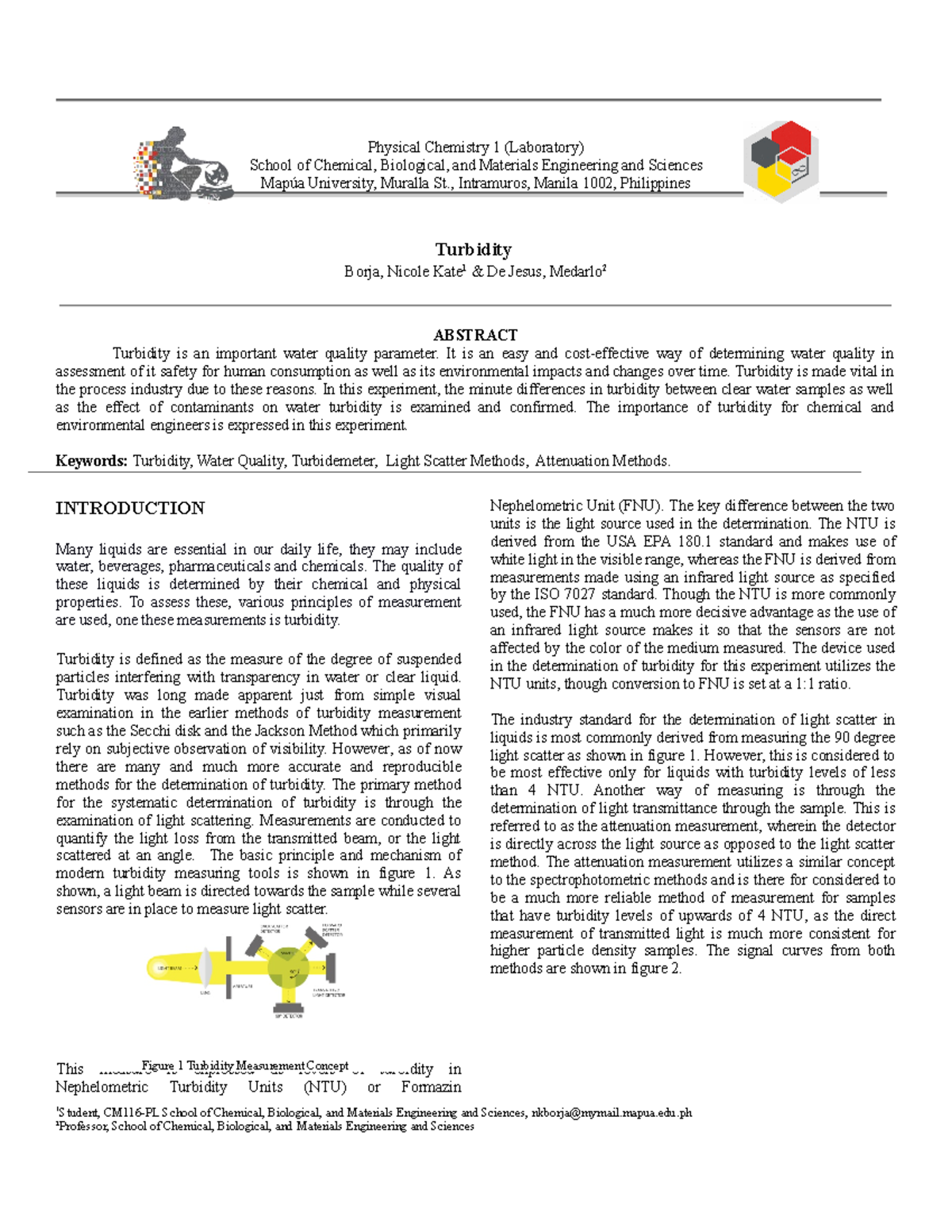 Turbidity Final - Puede - Physical Chemistry 1 (Laboratory) School of ...